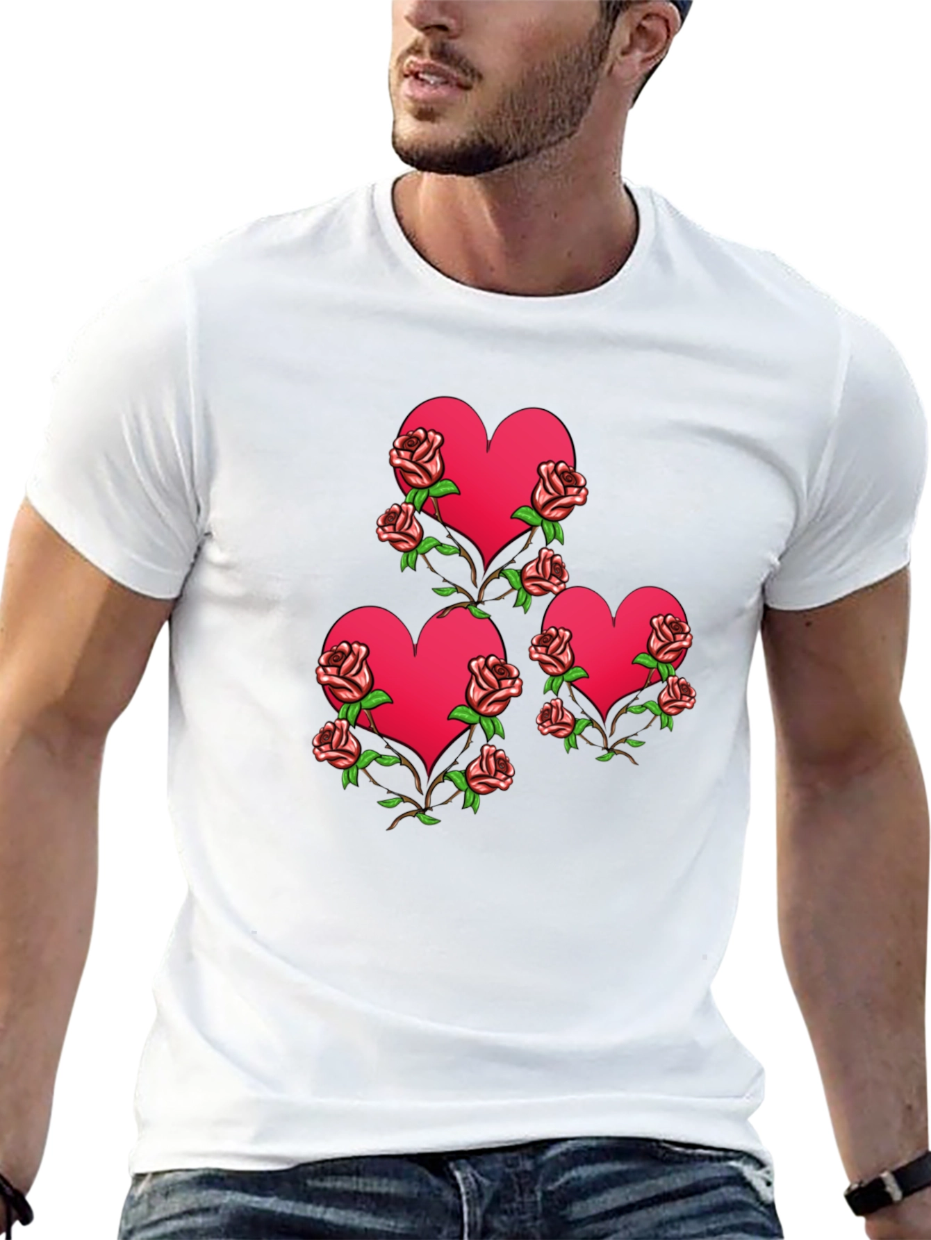 Heart & Roses Graphic Black T-Shirt