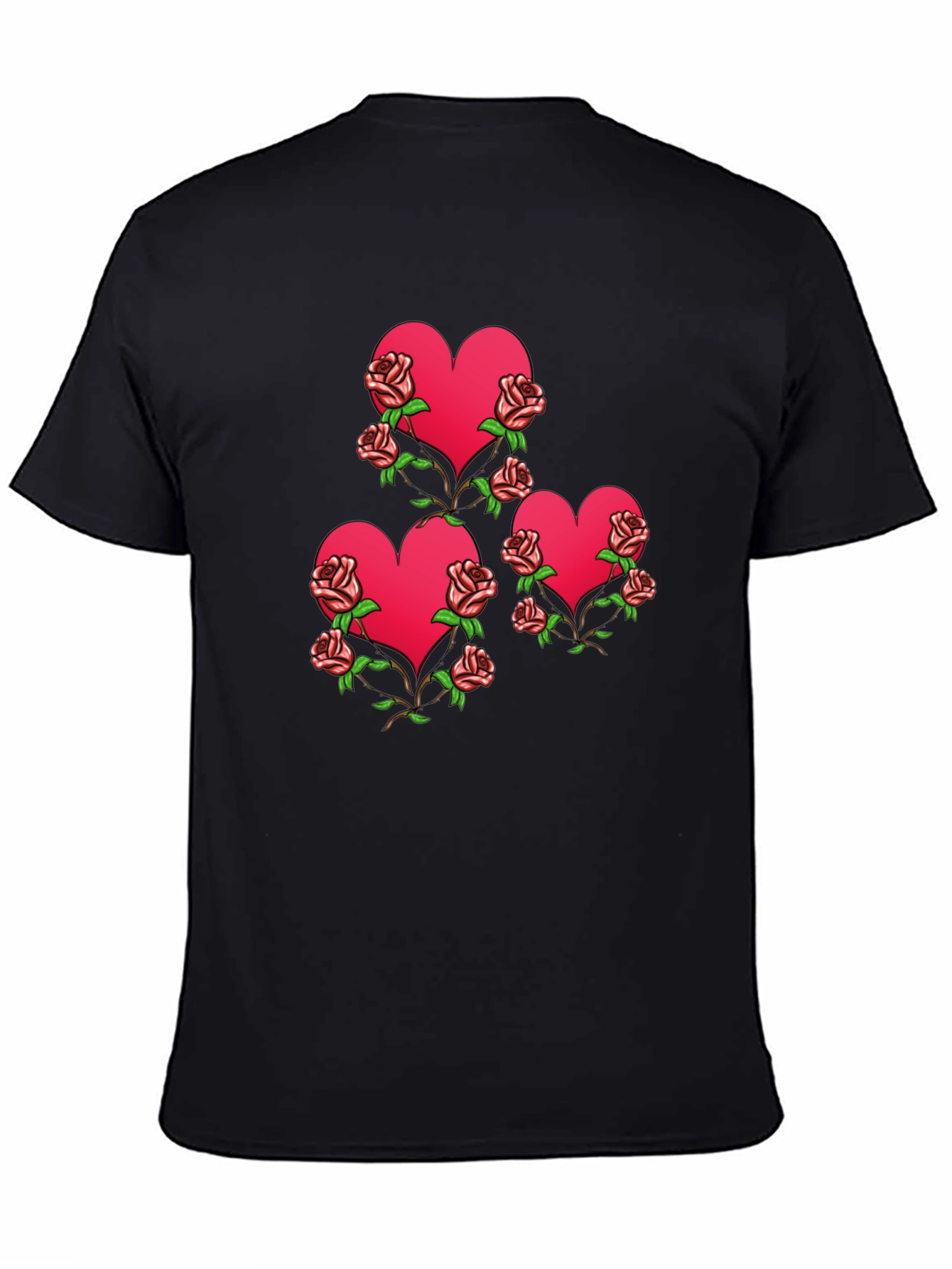 Heart & Roses Graphic Black T-Shirt