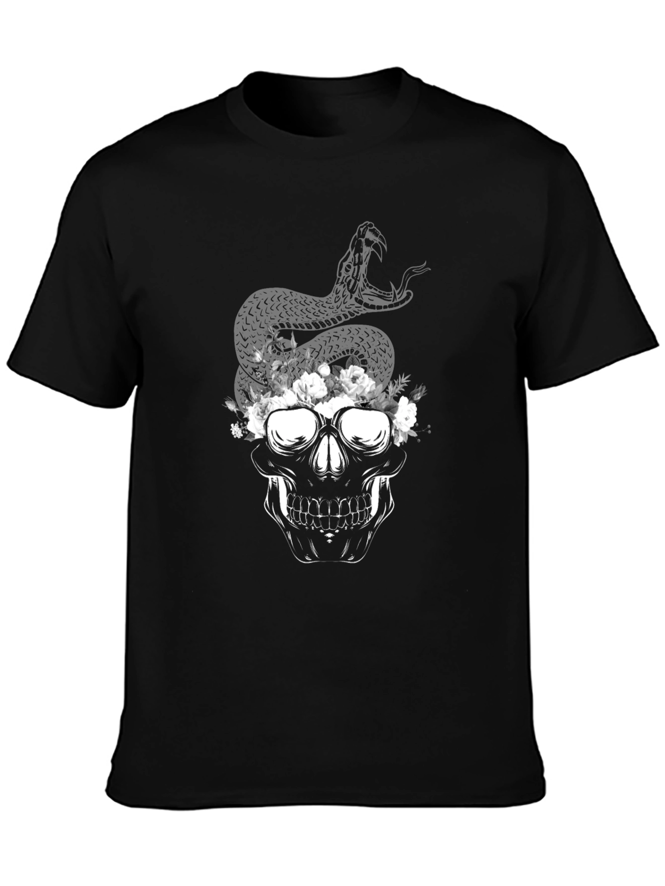 Skull Snake Graphic Tee - Dark Aesthetic Style