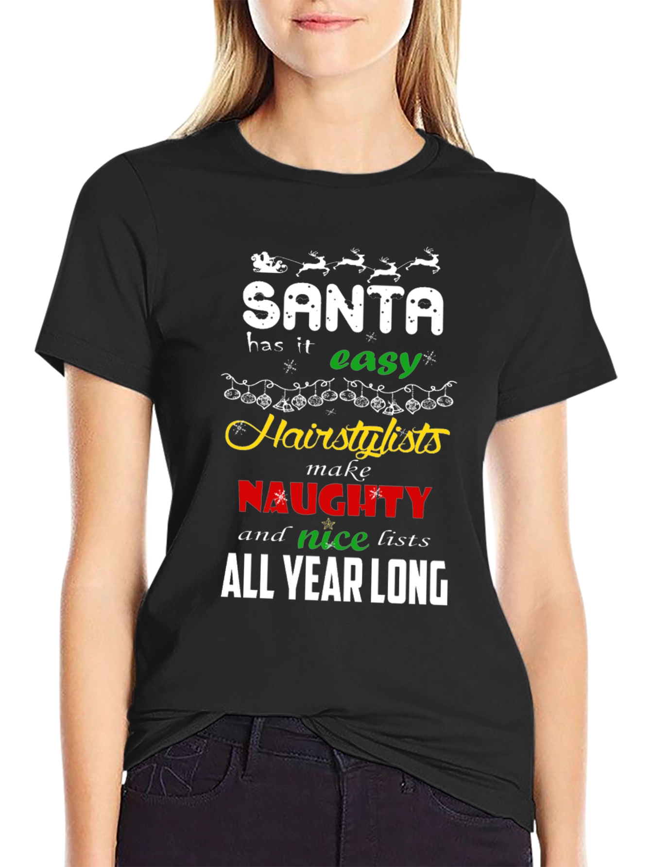Santa Hair Stylist Christmas Graphic Tee