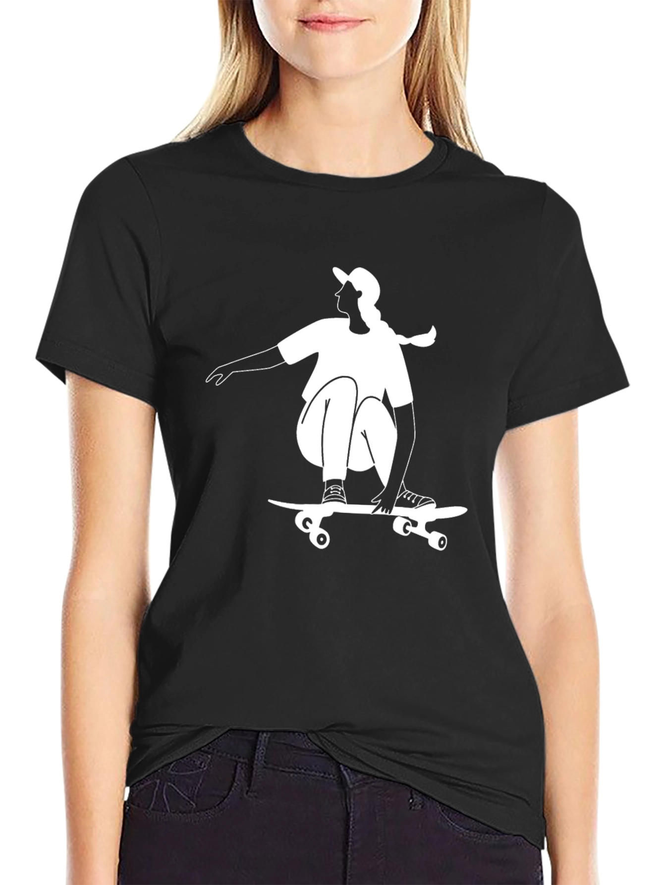 Skater Graphic Tee - Black Casual Top