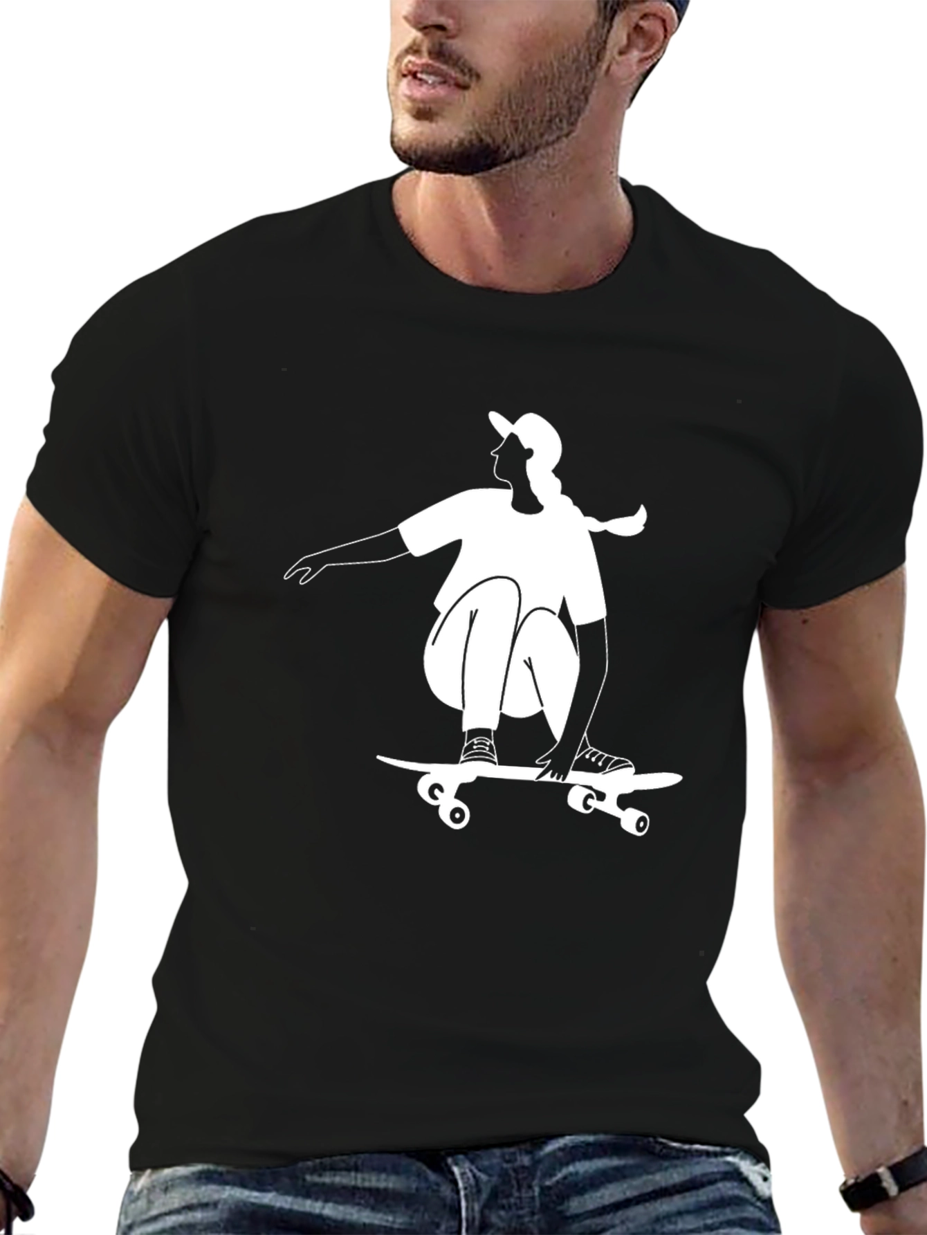 Skater Graphic Tee - Black Casual Top