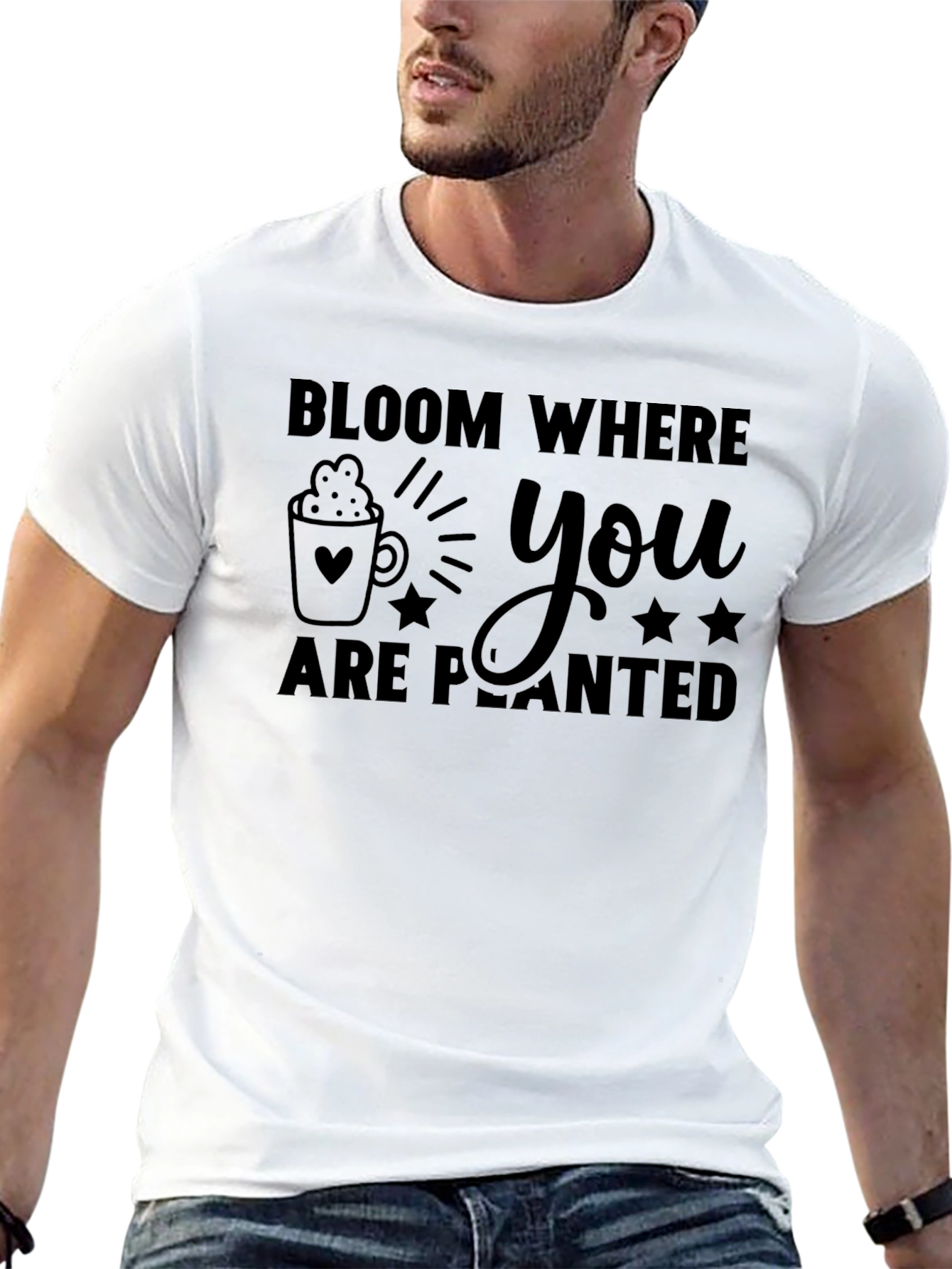 Bloom Where You Are Planted Black Graphic T-Shirt