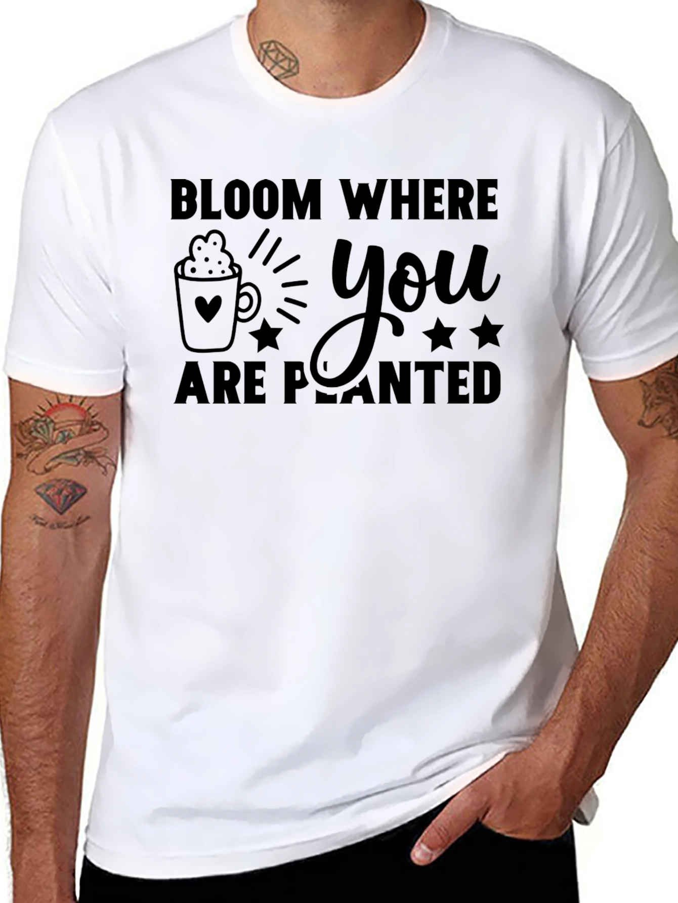Bloom Where You Are Planted Black Graphic T-Shirt