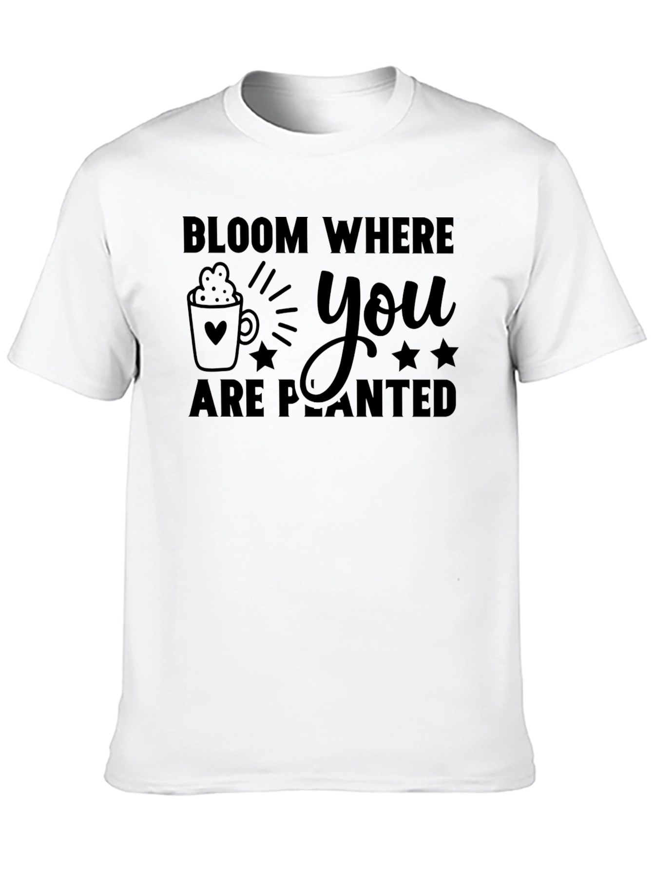 Bloom Where You Are Planted Black Graphic T-Shirt