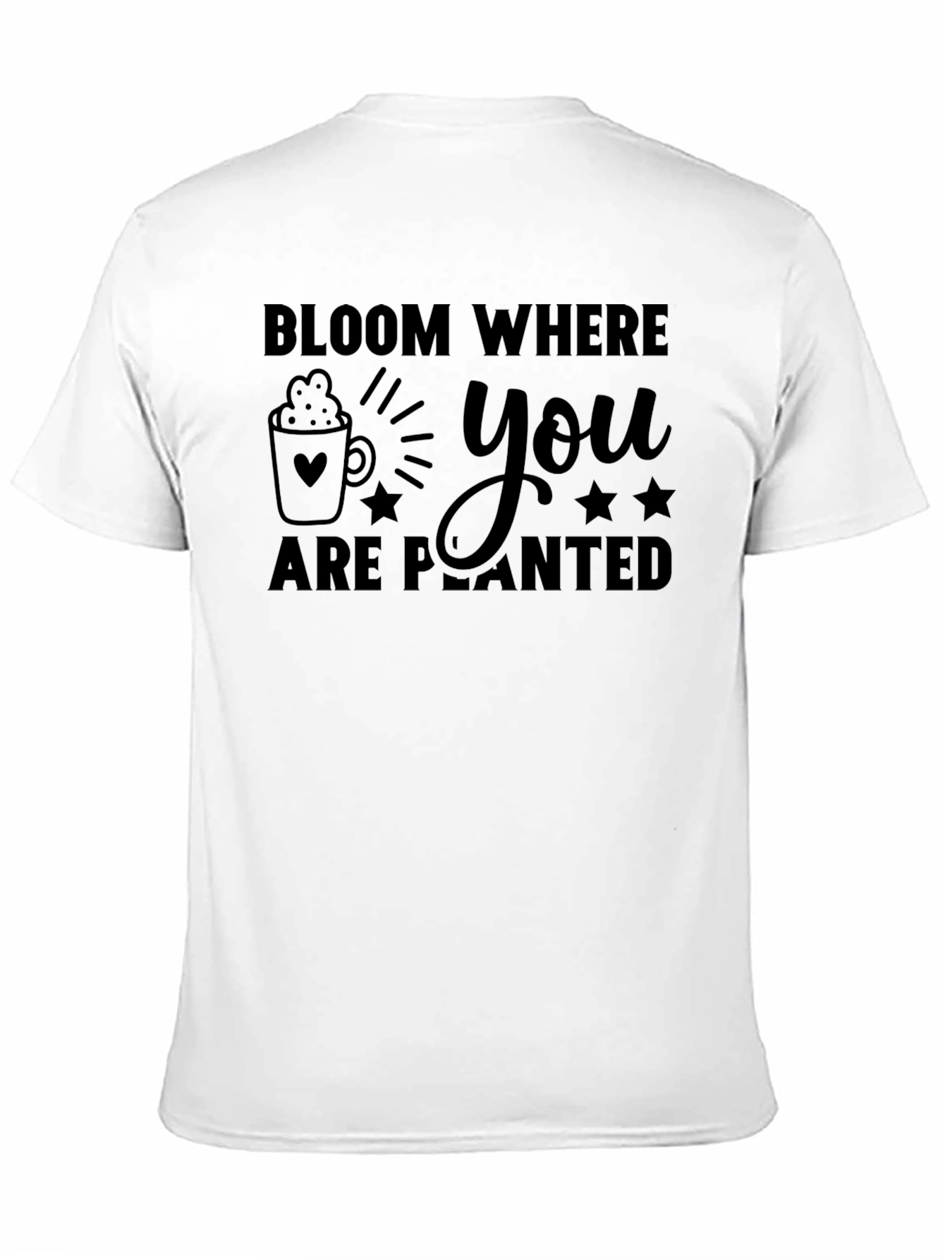 Bloom Where You Are Planted Black Graphic T-Shirt