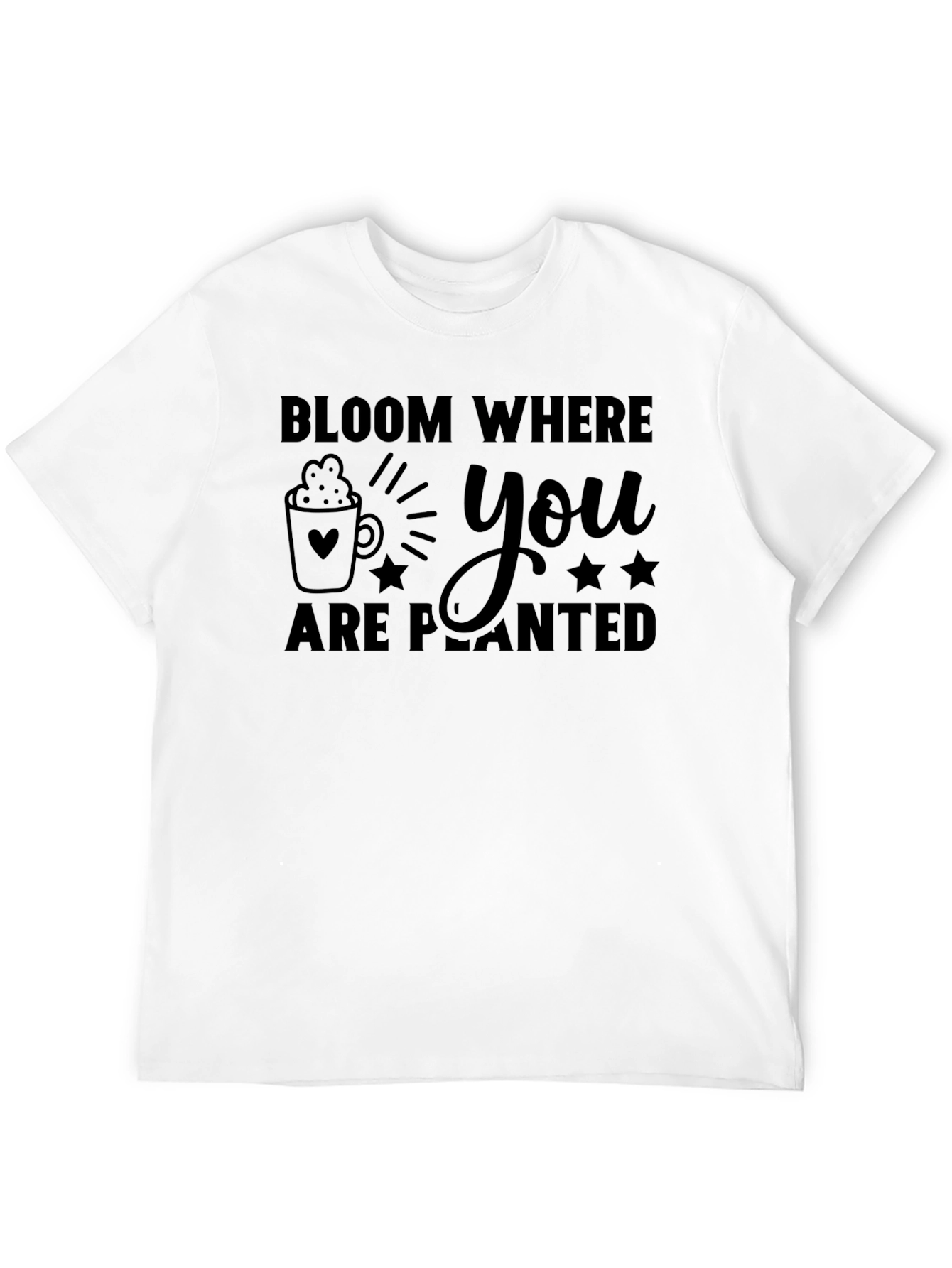 Bloom Where You Are Planted Black Graphic T-Shirt