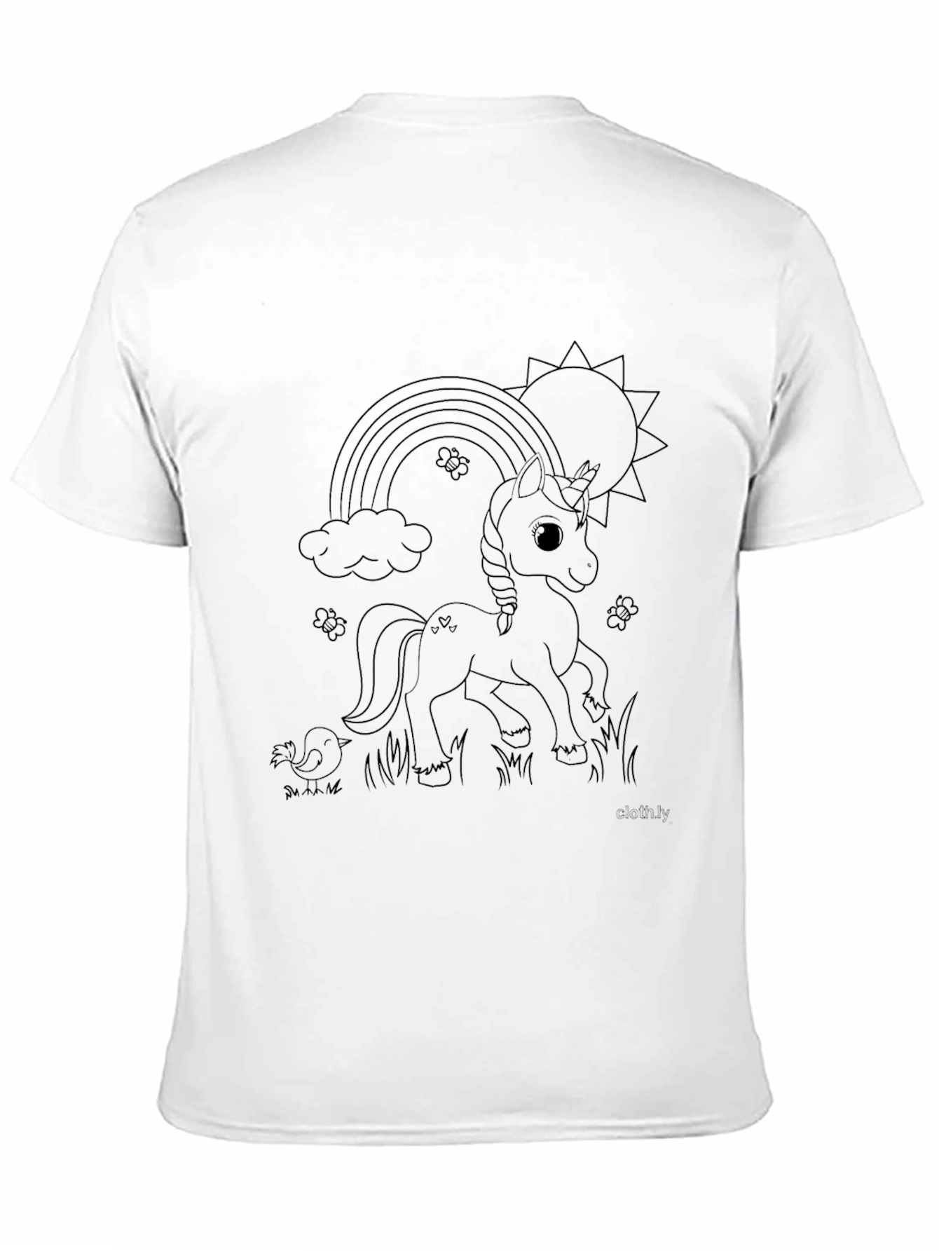 Unicorn Rainbow Graphic Print Black T-Shirt