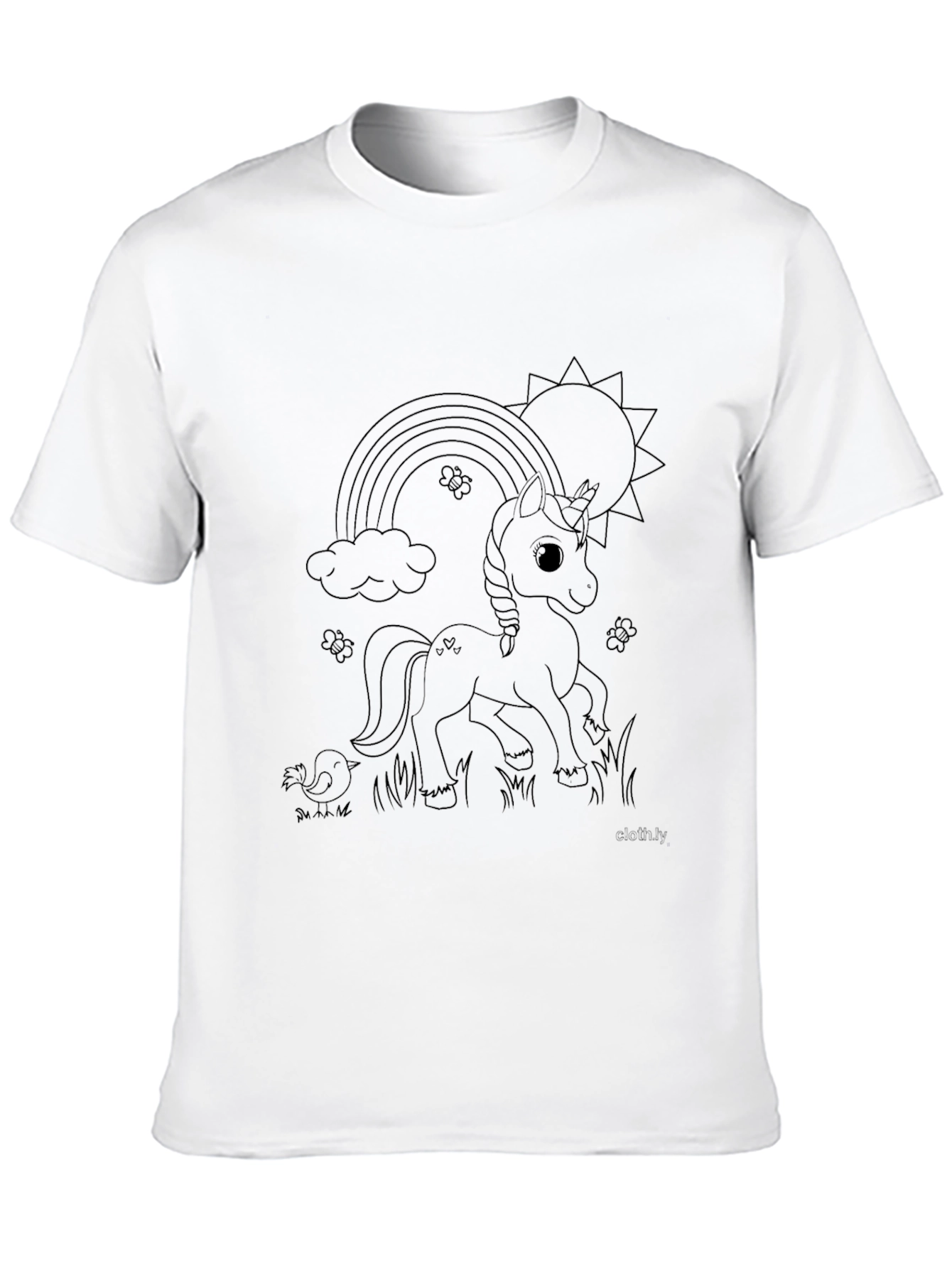 Unicorn Rainbow Graphic Print Black T-Shirt