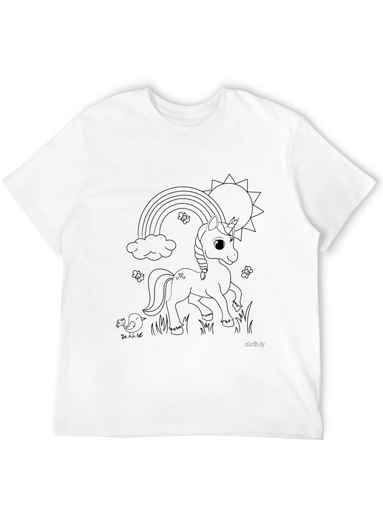 Unicorn Rainbow Graphic Print Black T-Shirt
