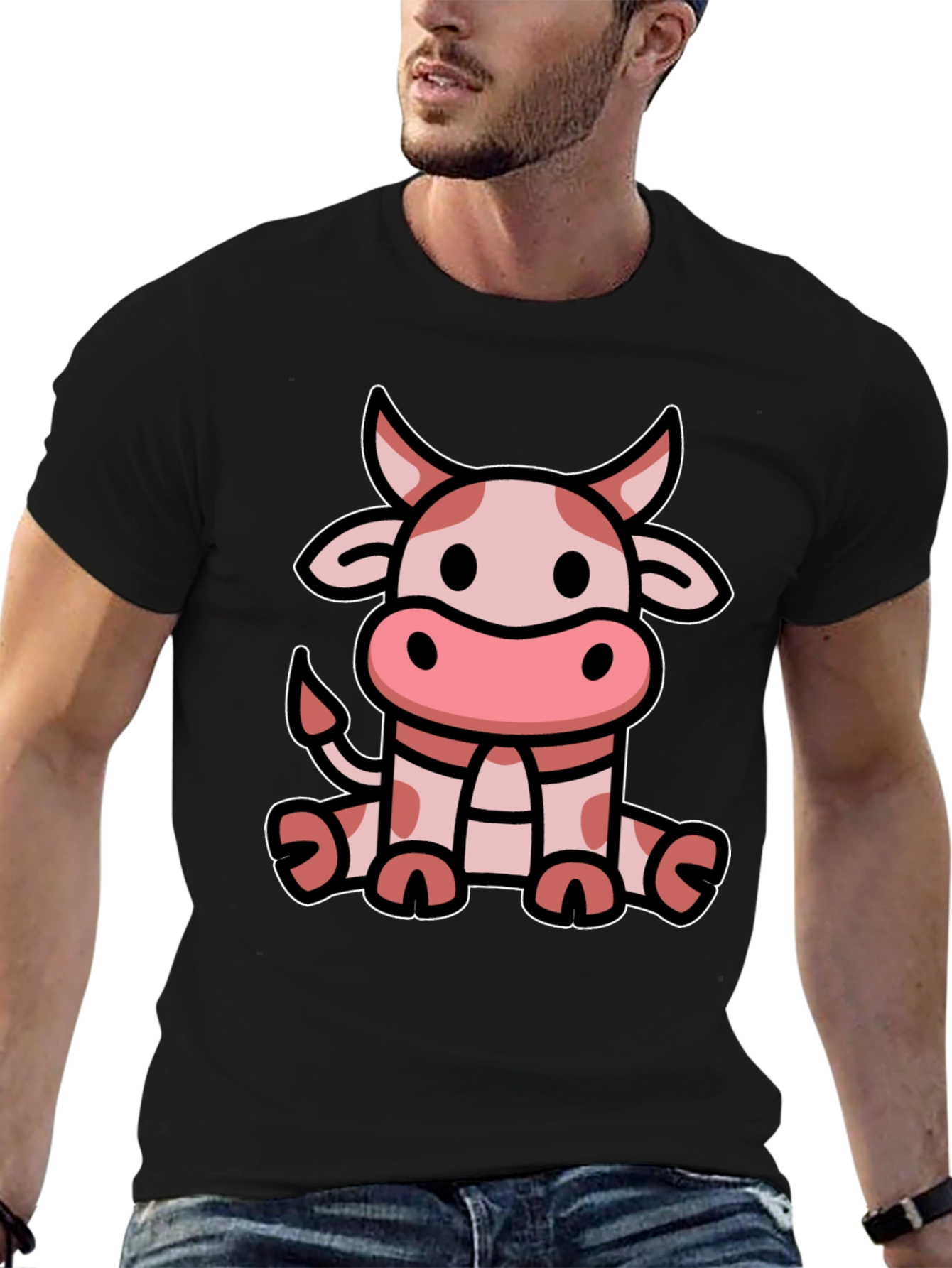 Cute Cow Graphic Tee - Black T-Shirt