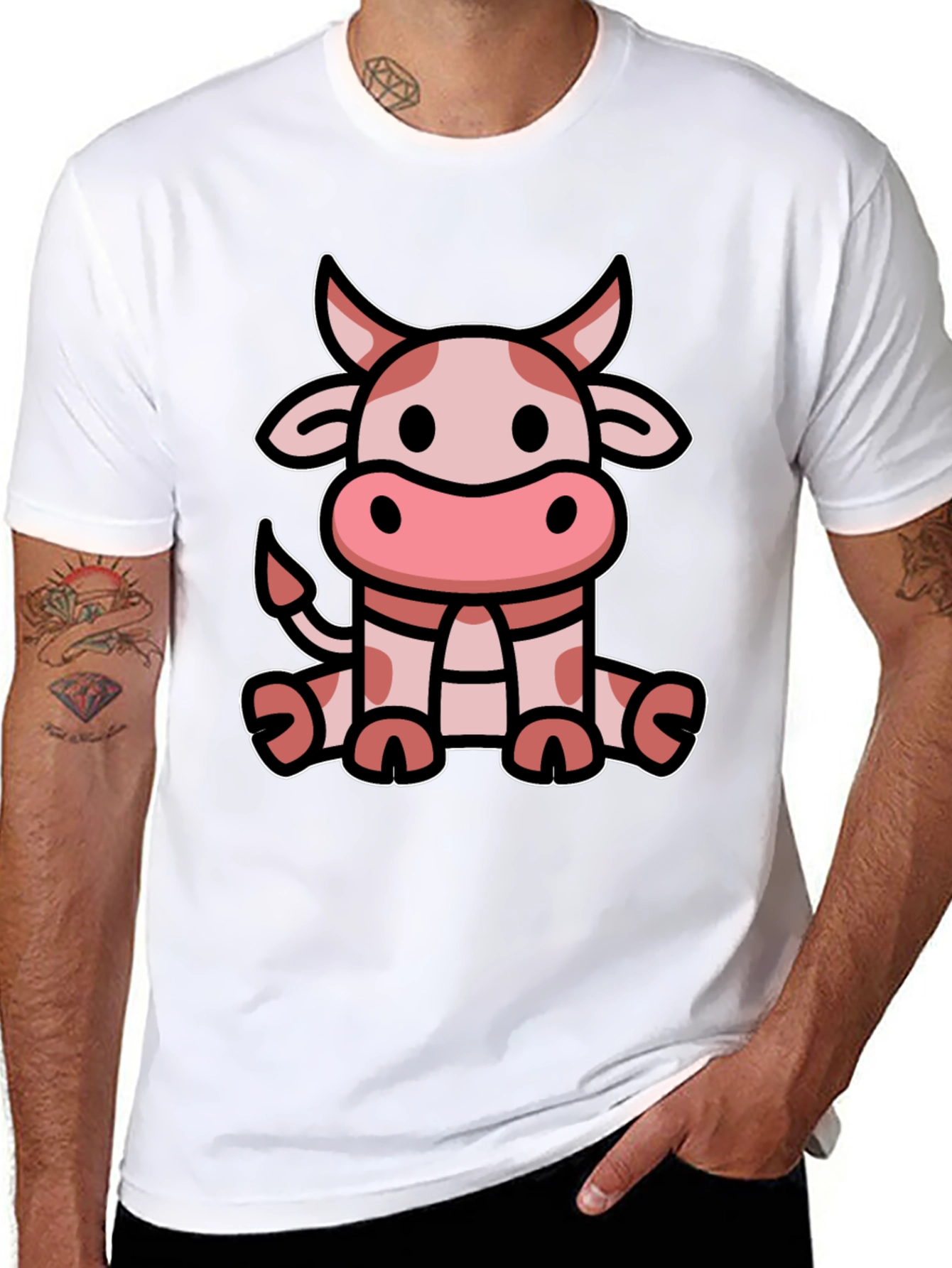 Cute Cow Graphic Tee - Black T-Shirt