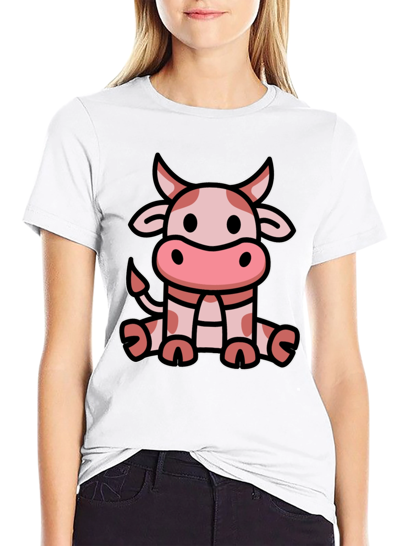 Cute Cow Graphic Tee - Black T-Shirt