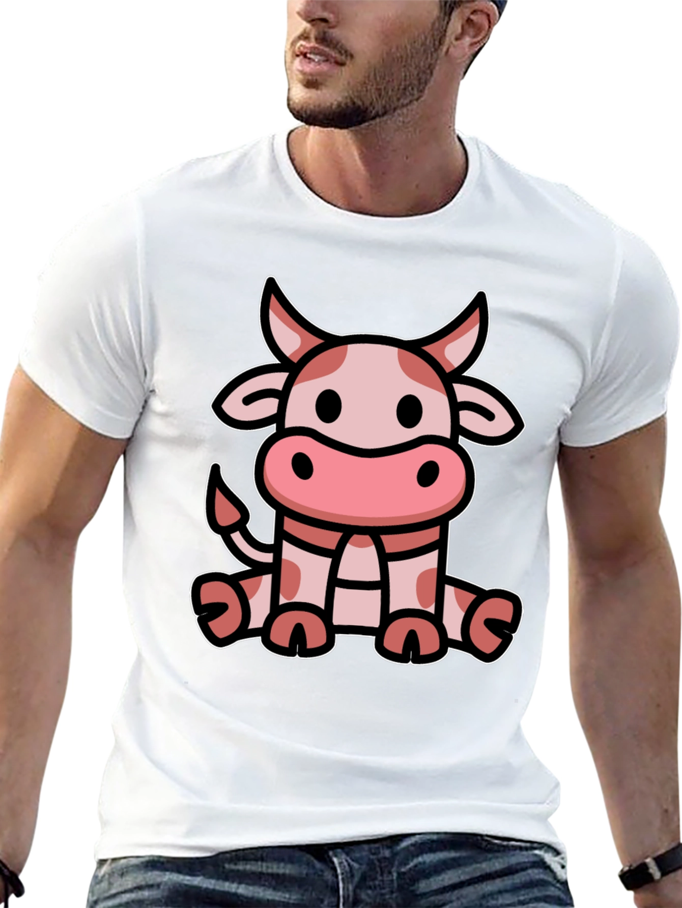 Cute Cow Graphic Tee - Black T-Shirt