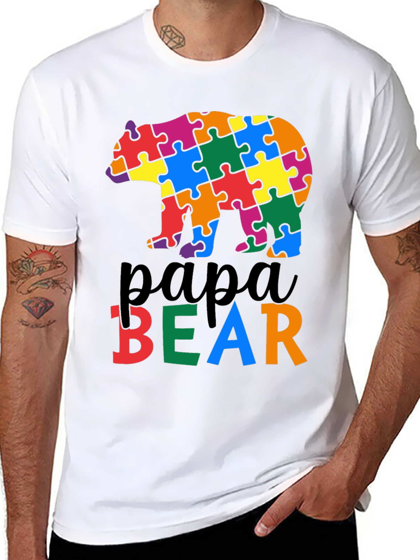 Papa Bear Autism Awareness T-Shirt