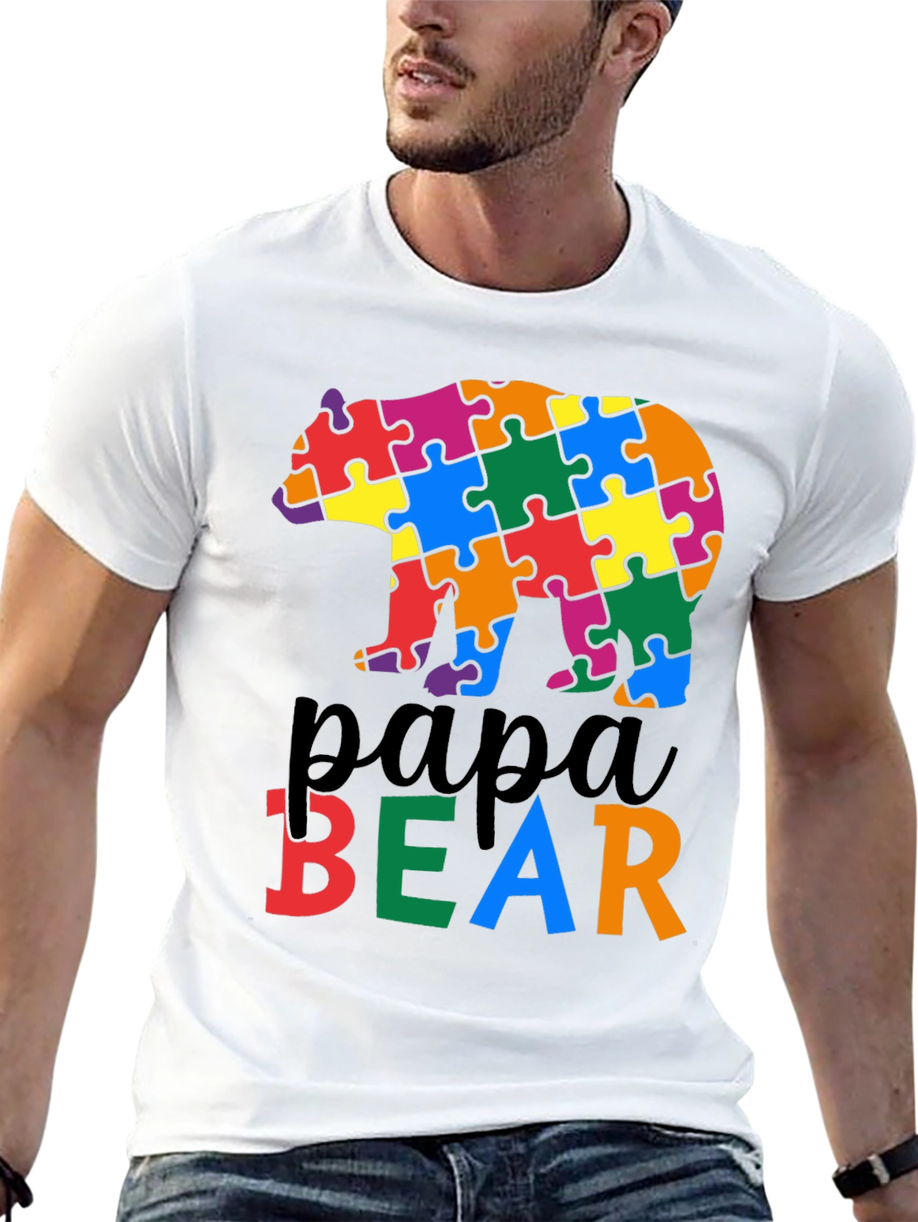 Papa Bear Autism Awareness T-Shirt