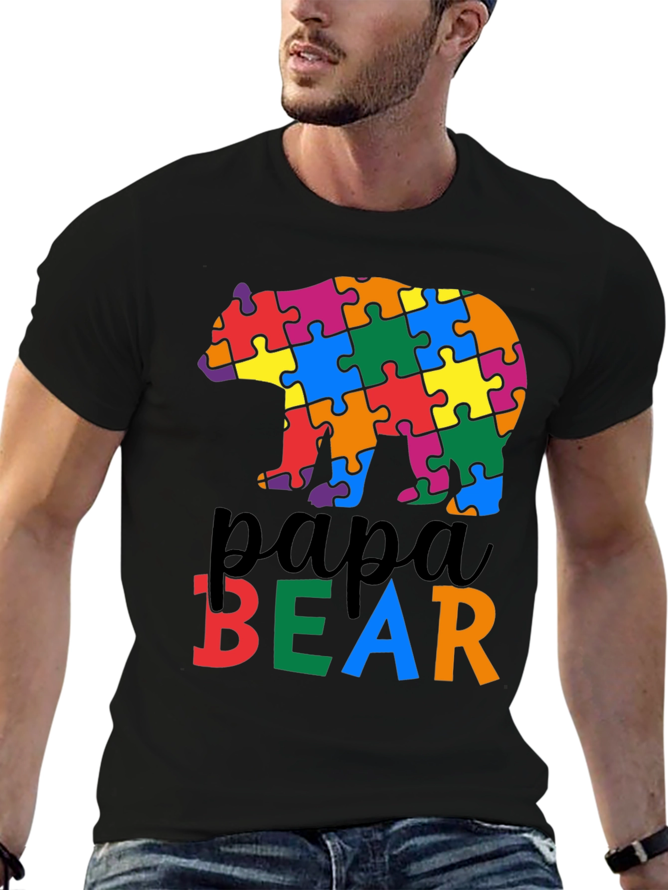 Papa Bear Autism Awareness T-Shirt