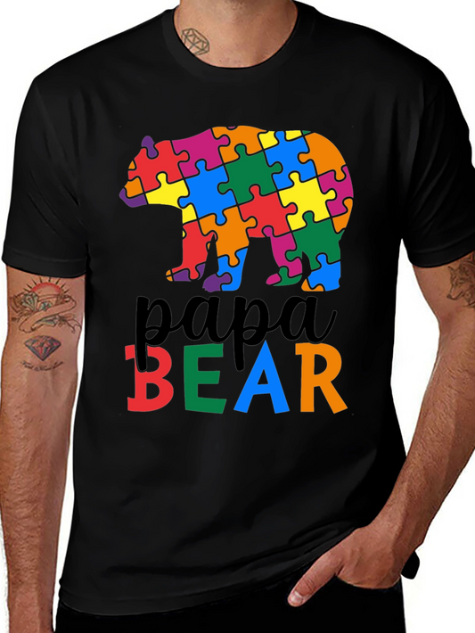 Papa Bear Autism Awareness T-Shirt