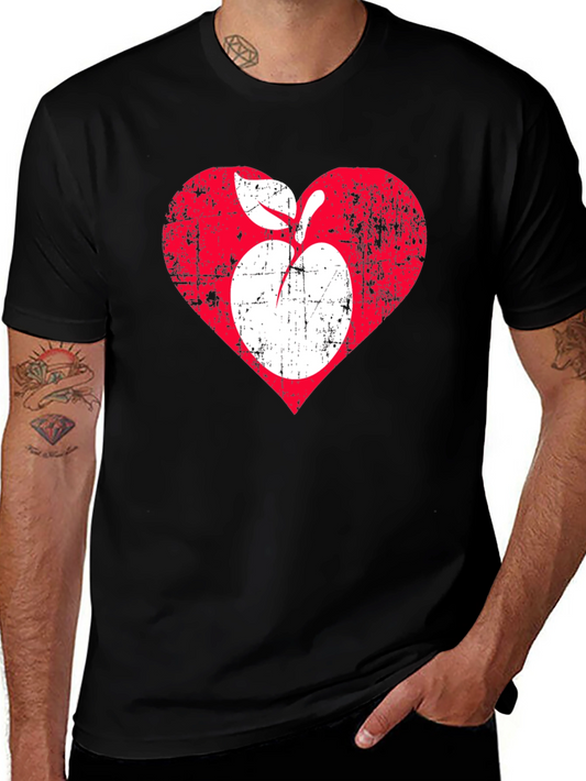 Distressed Apple Heart Graphic T-Shirt