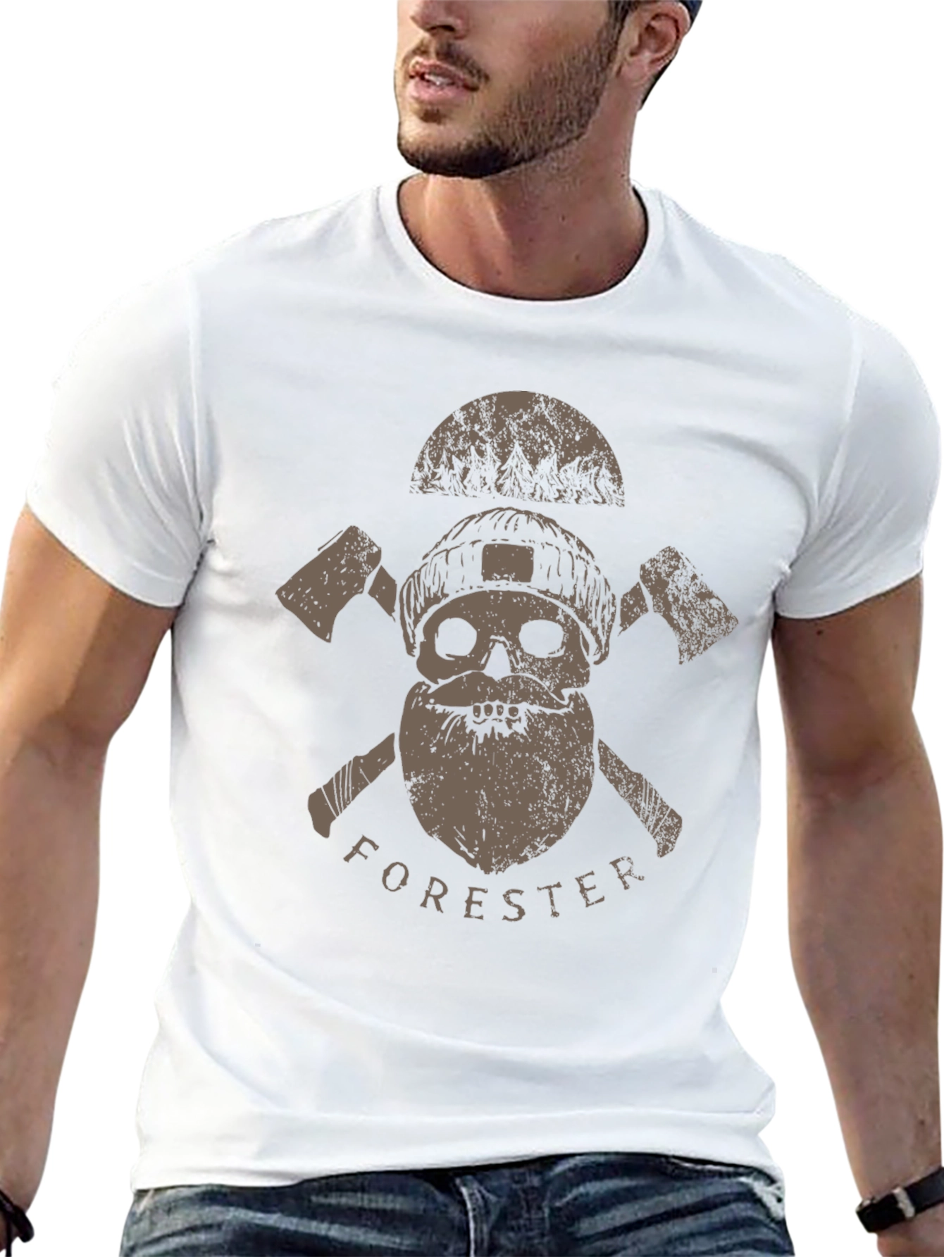 Forester Skull Graphic Tee - Lumberjack Style Shirt