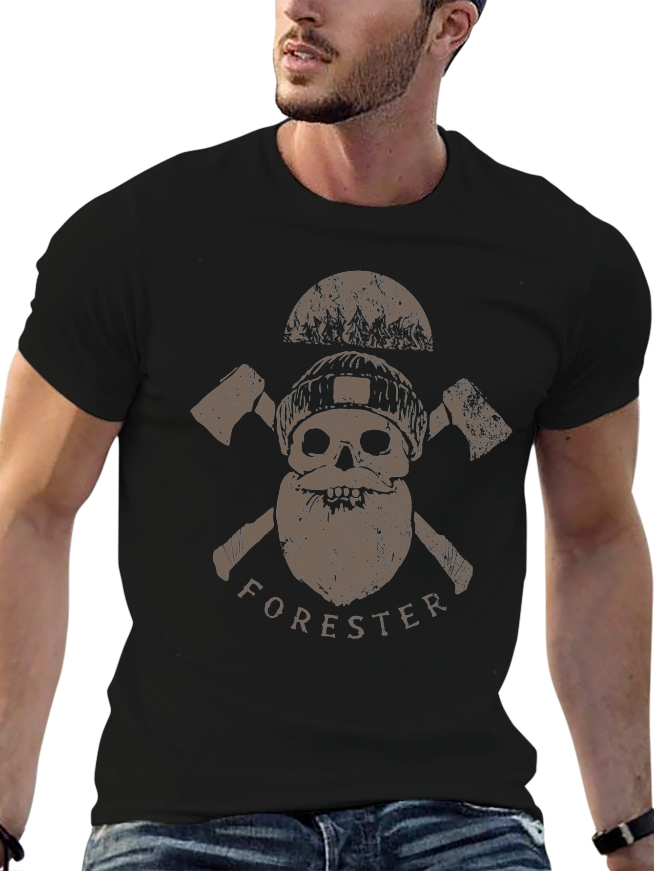 Forester Skull Graphic Tee - Lumberjack Style Shirt
