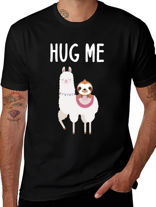 Hug Me Llama and Sloth Graphic Tee