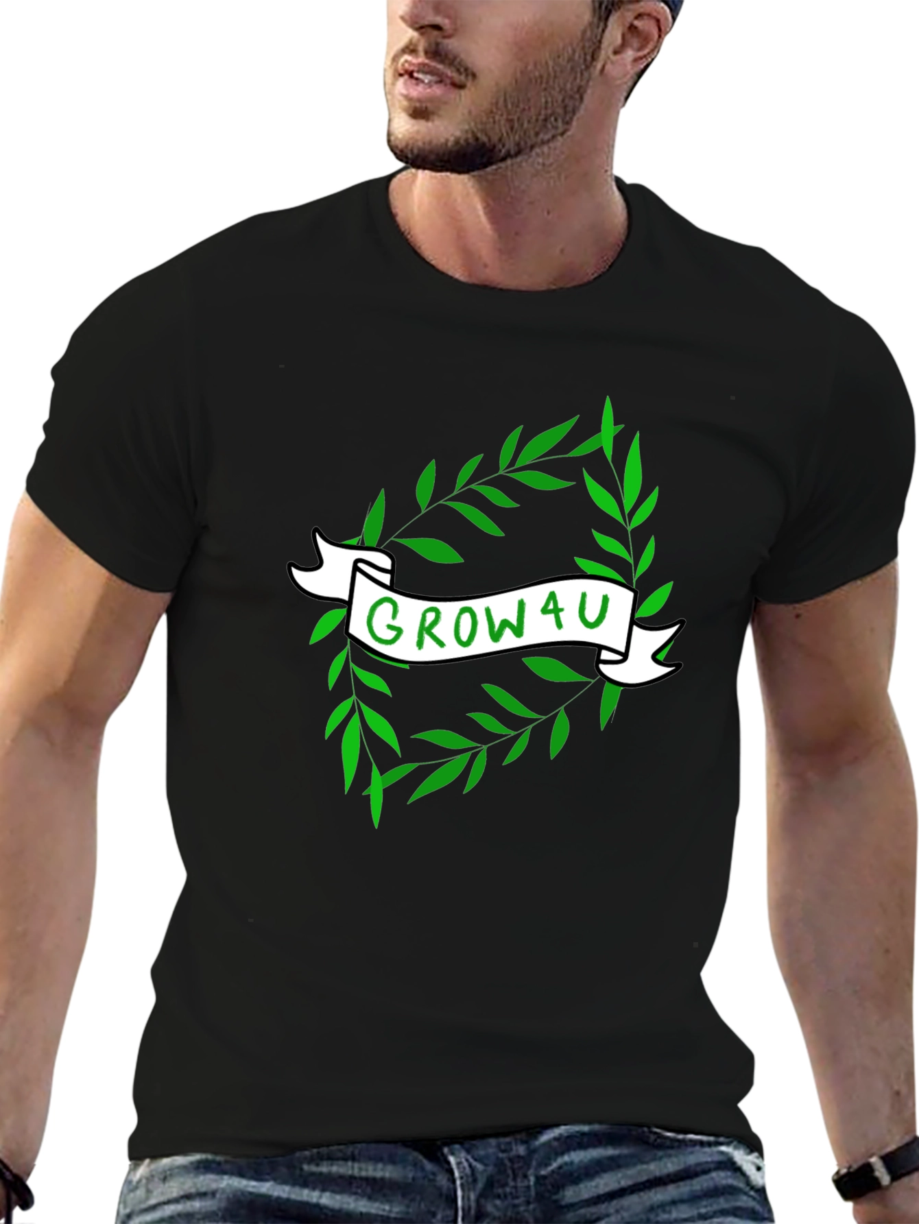 Grow4U Graphic Tee - Black Cotton T-Shirt