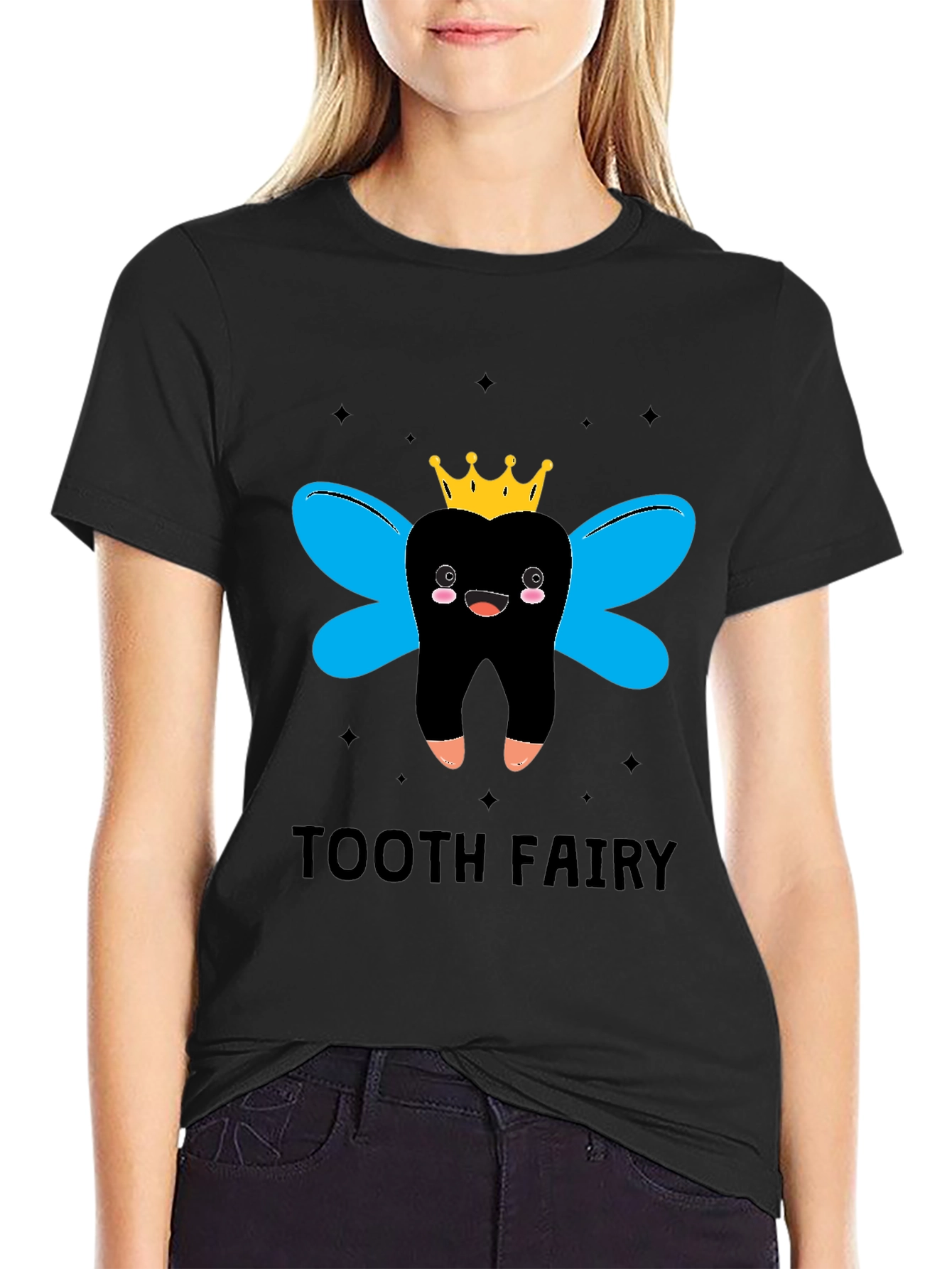 Tooth Fairy Graphic Tee - Black Cotton Comfort