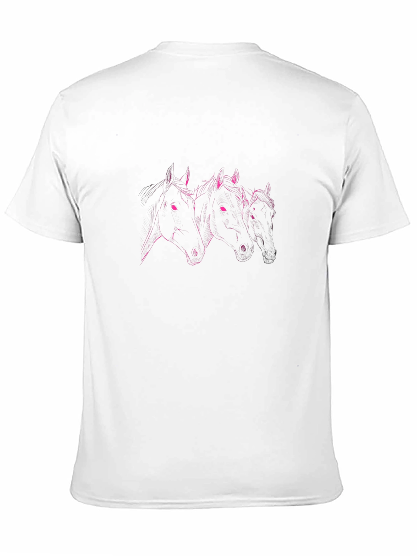 Black T-Shirt with Three Horse Heads Graphic