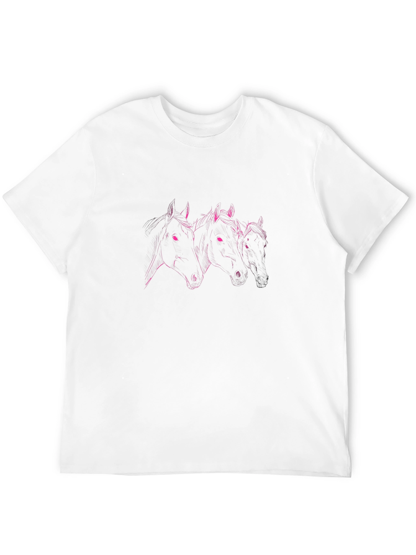 Black T-Shirt with Three Horse Heads Graphic
