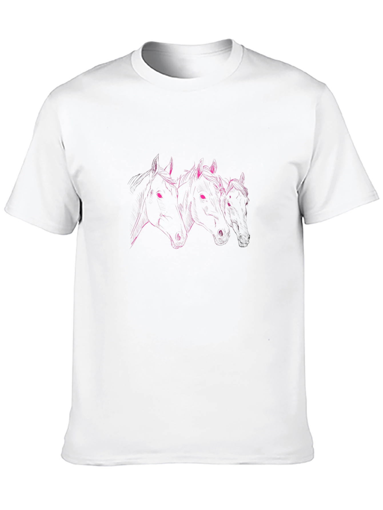 Black T-Shirt with Three Horse Heads Graphic