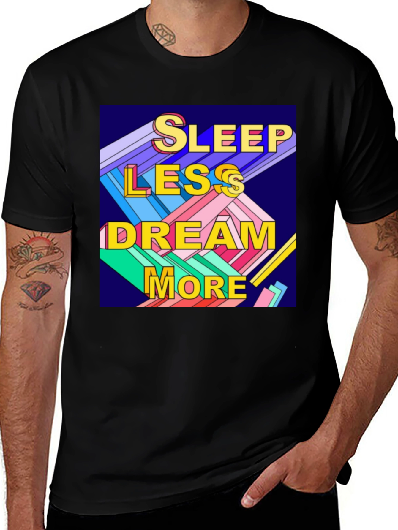 Sleep Less Dream More Graphic Tee - Black