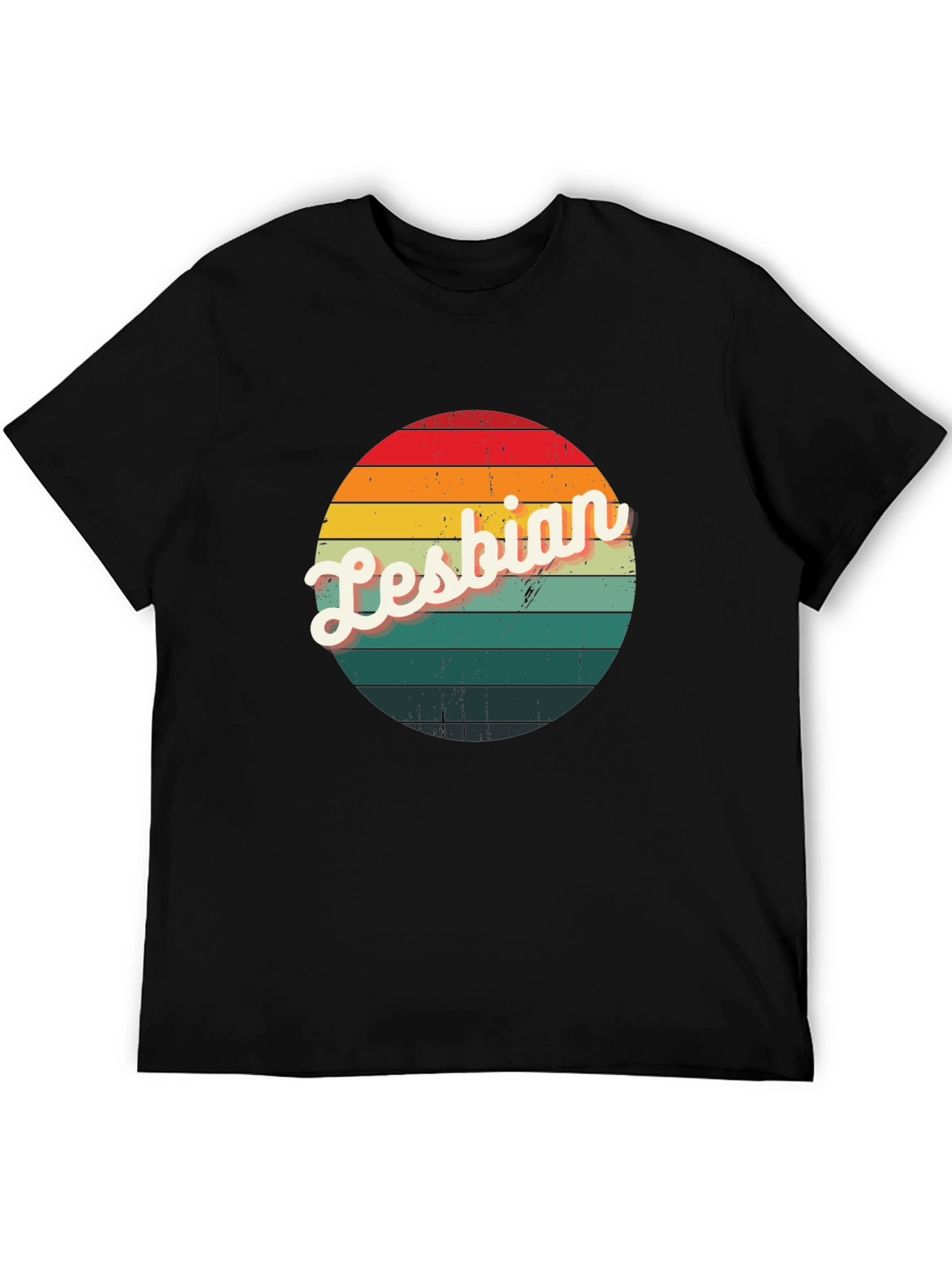 Retro Lesbian Pride T-Shirt - Black Crew Neck