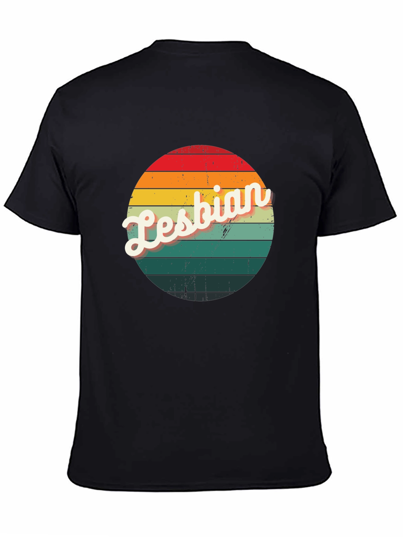 Retro Lesbian Pride T-Shirt - Black Crew Neck