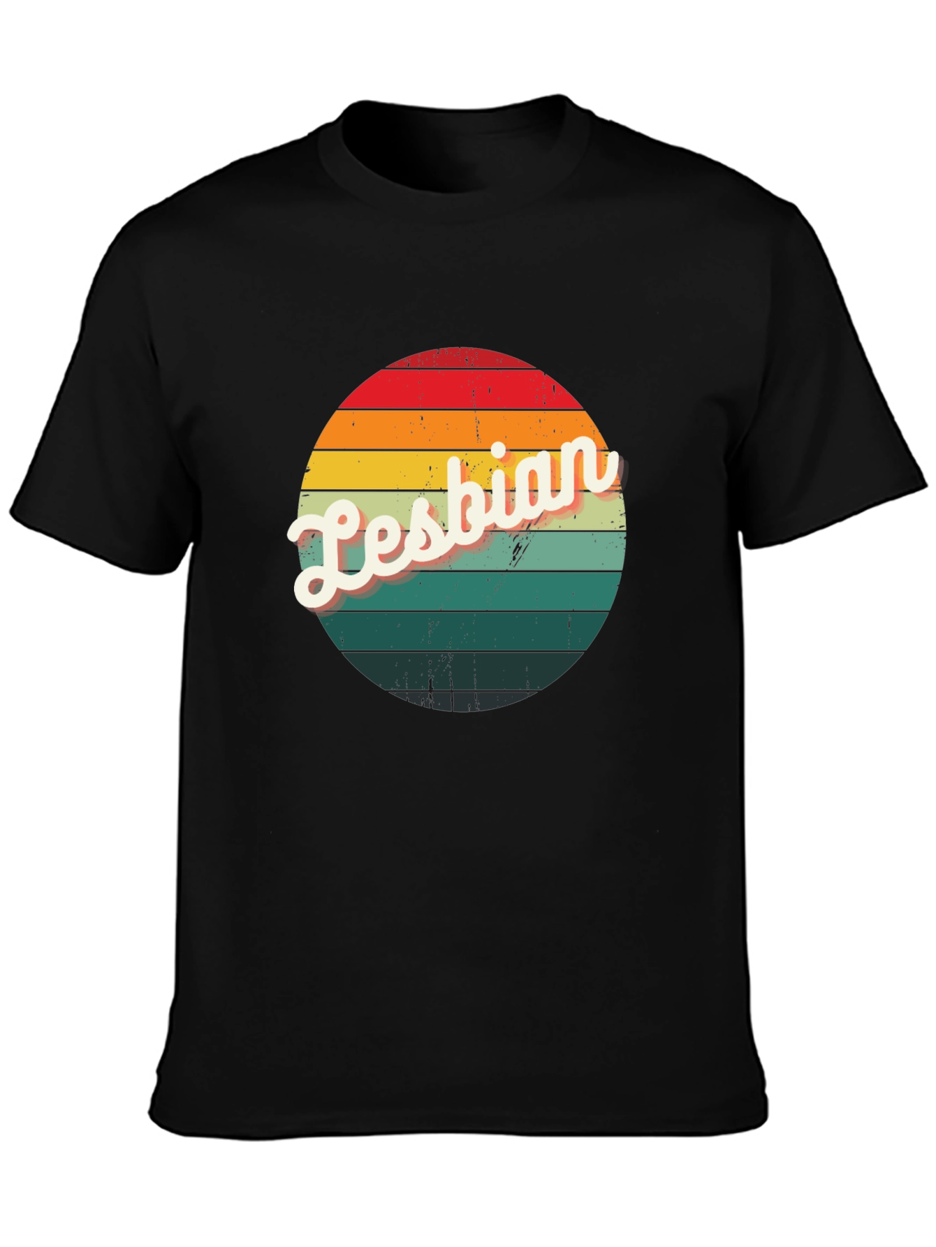 Retro Lesbian Pride T-Shirt - Black Crew Neck
