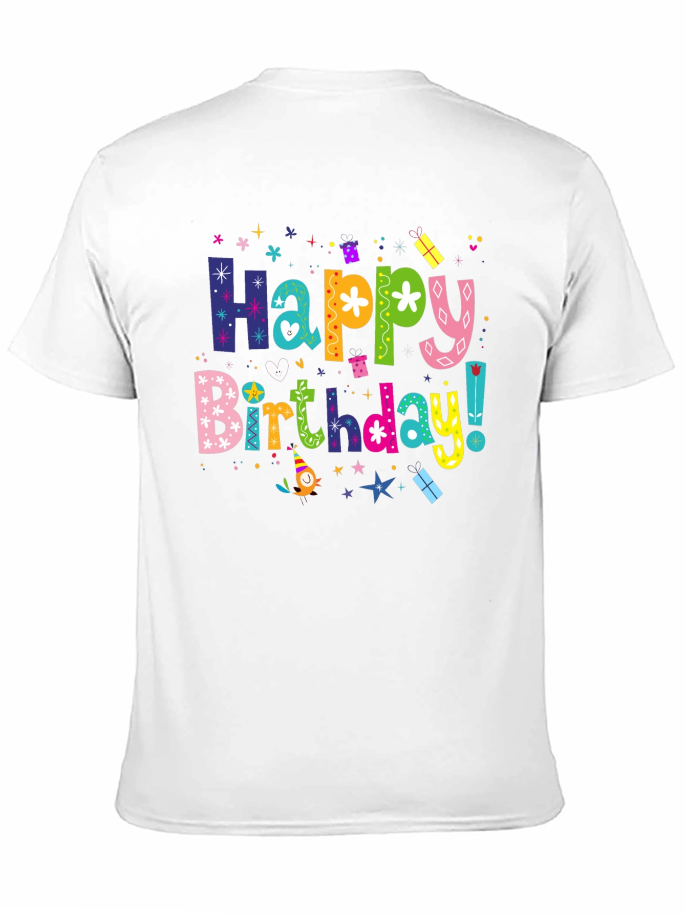 Happy Birthday Graphic Tee - Black Cotton