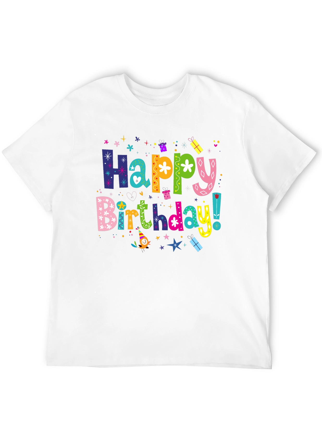 Happy Birthday Graphic Tee - Black Cotton