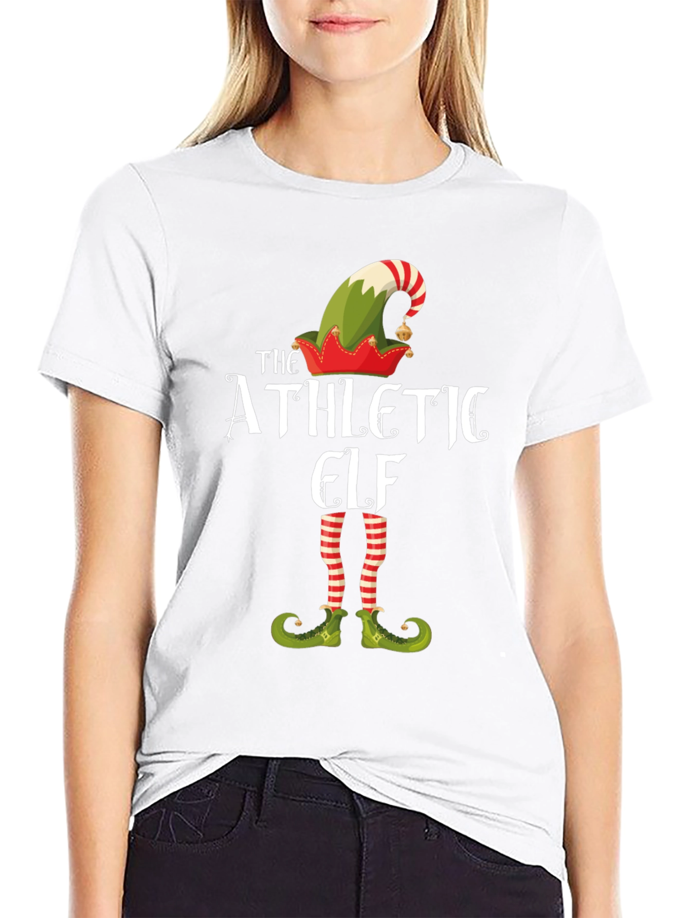 Athletic Elf T-Shirt Funny Christmas Holiday Tee