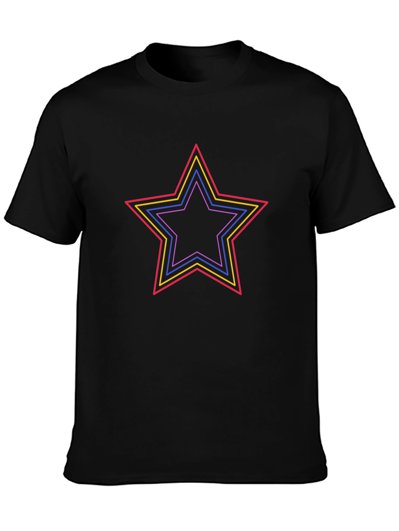 Neon Star Graphic Black T-Shirt