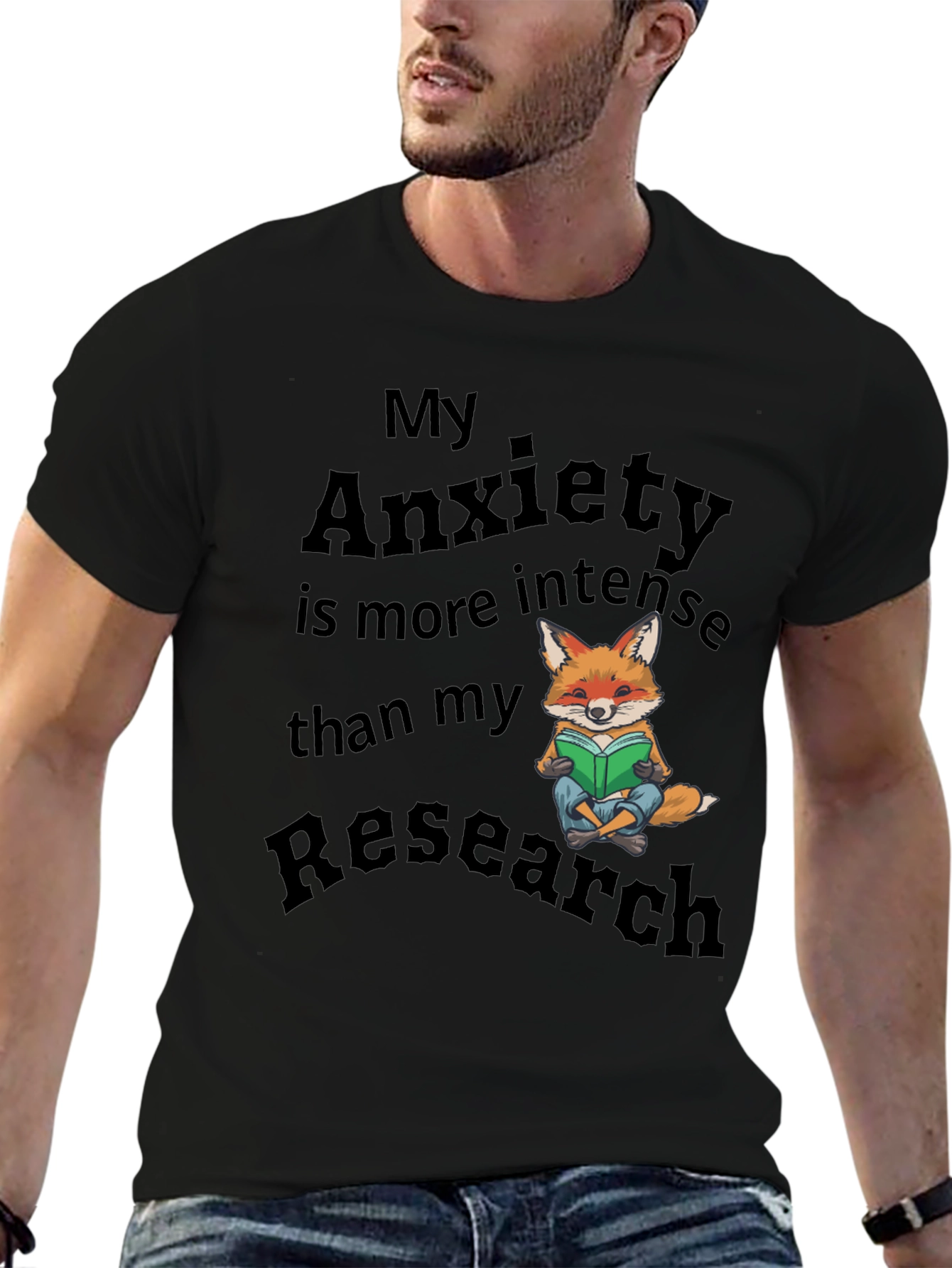 Anxiety Research T-Shirt Fox Design Novelty Tee