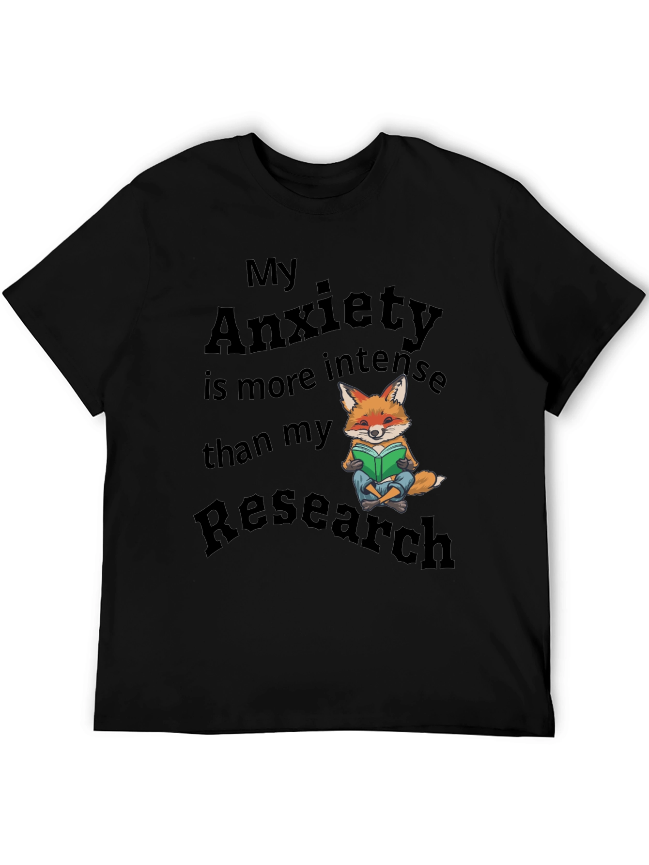 Anxiety Research T-Shirt Fox Design Novelty Tee