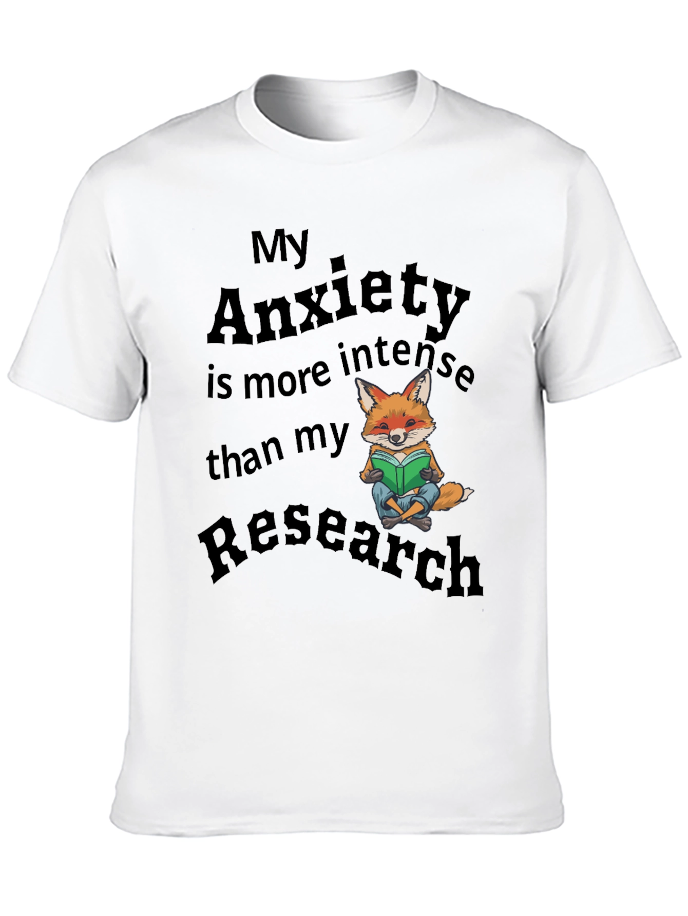 Anxiety Research T-Shirt Fox Design Novelty Tee