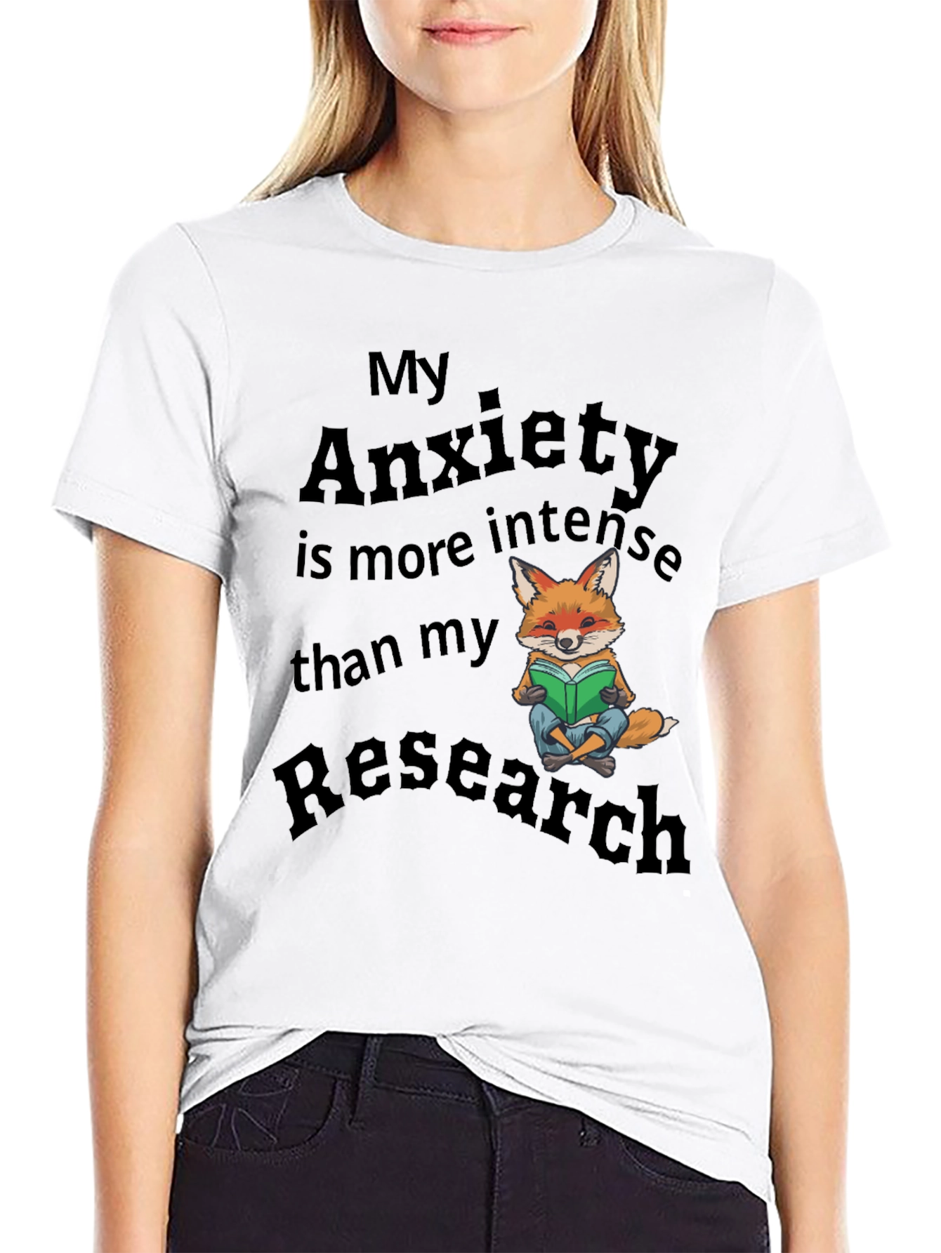 Anxiety Research T-Shirt Fox Design Novelty Tee