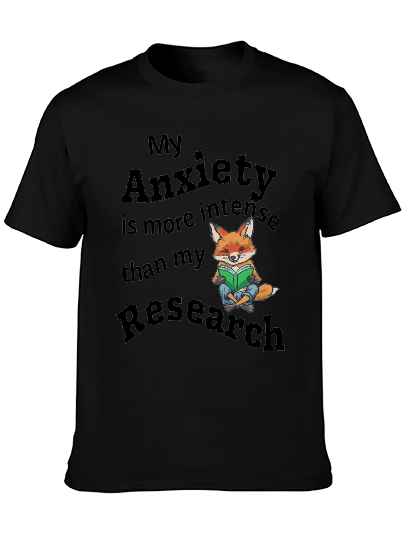 Anxiety Research T-Shirt Fox Design Novelty Tee