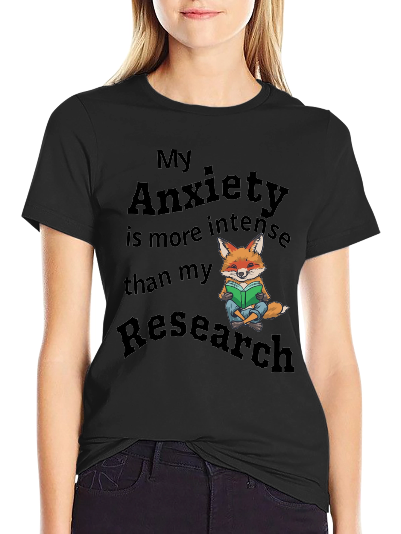 Anxiety Research T-Shirt Fox Design Novelty Tee