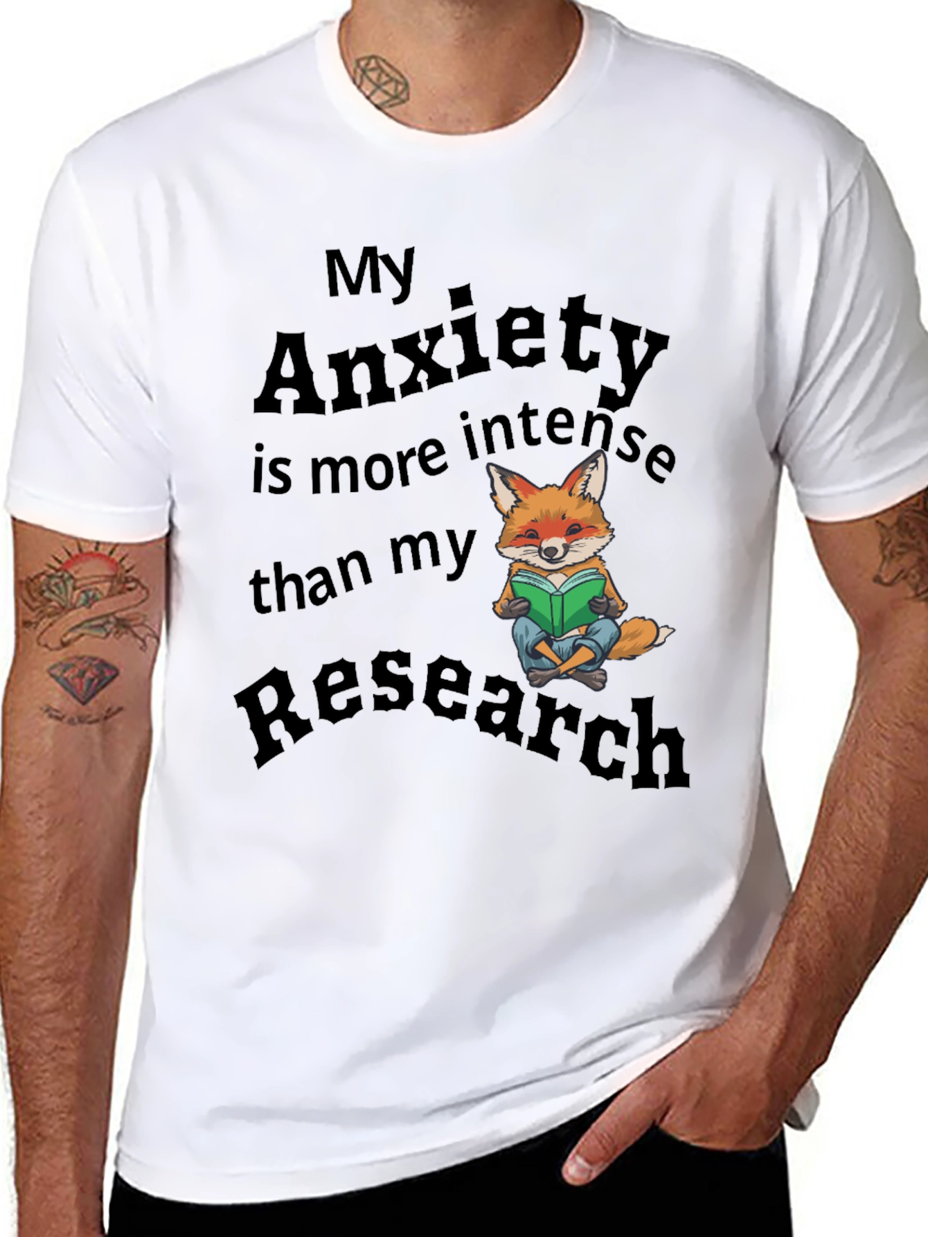 Anxiety Research T-Shirt Fox Design Novelty Tee