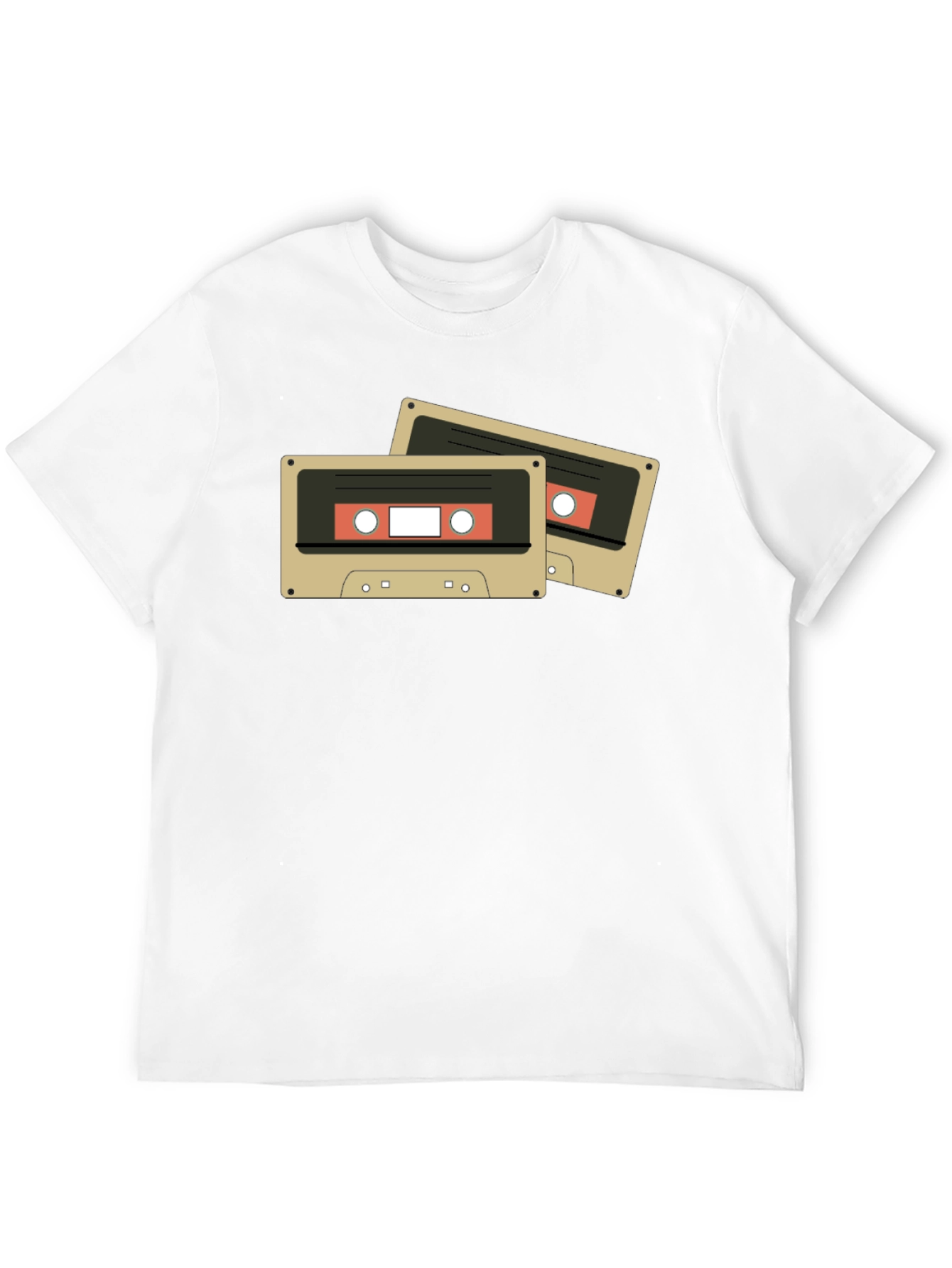 Retro Cassette Tape Graphic Tee - Black Cotton Blend