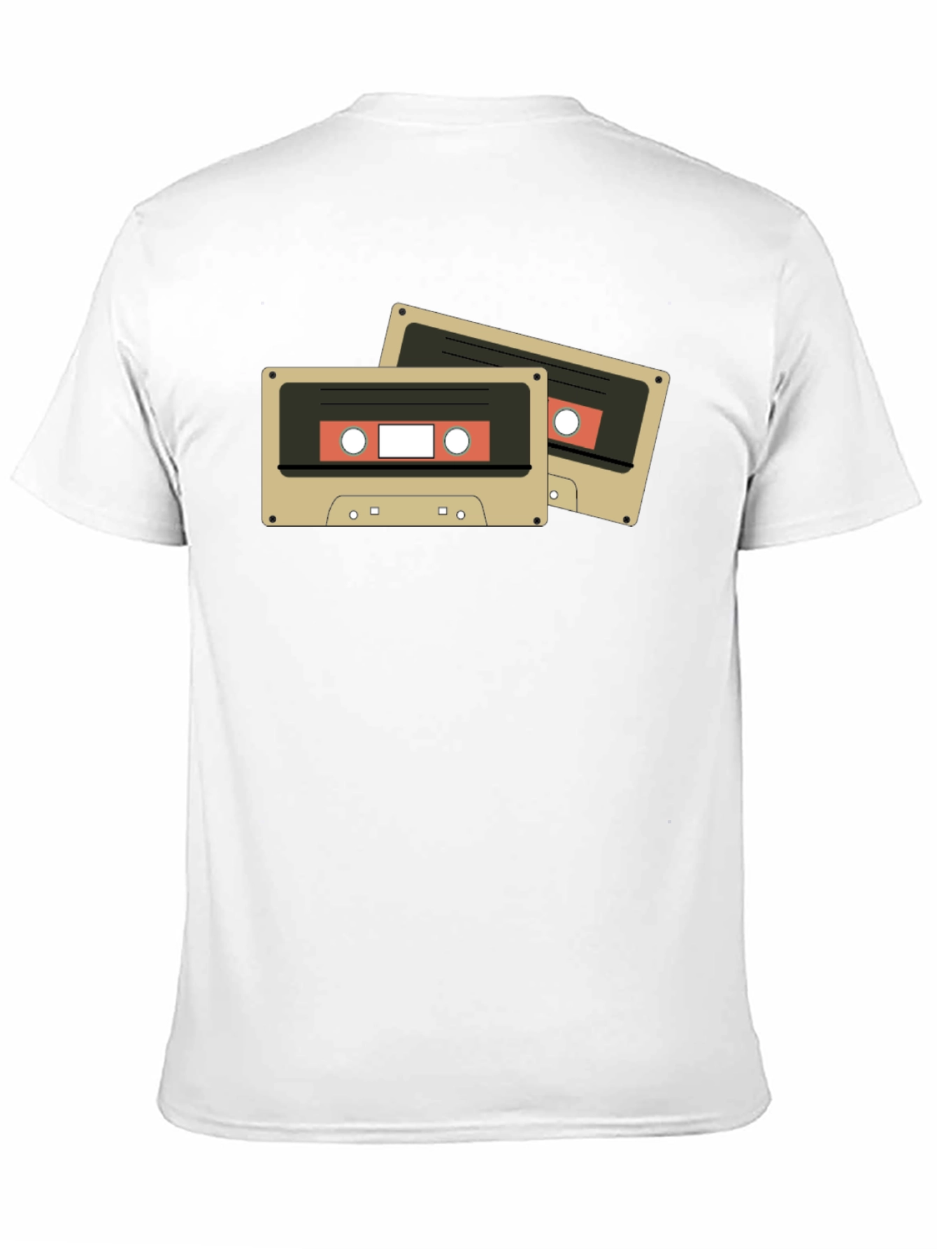 Retro Cassette Tape Graphic Tee - Black Cotton Blend