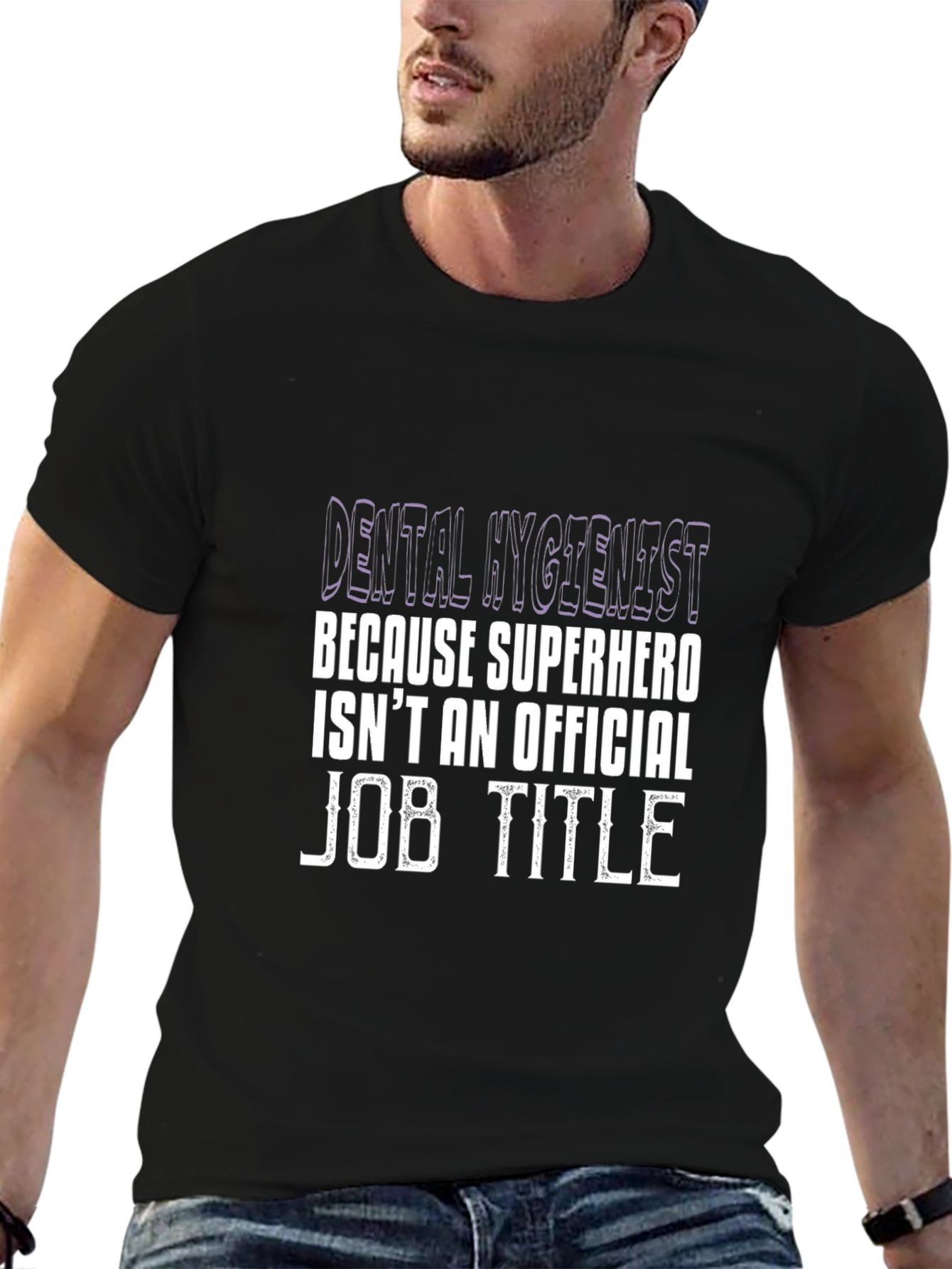 Dental Hygienist Superhero Job Title Black T-Shirt