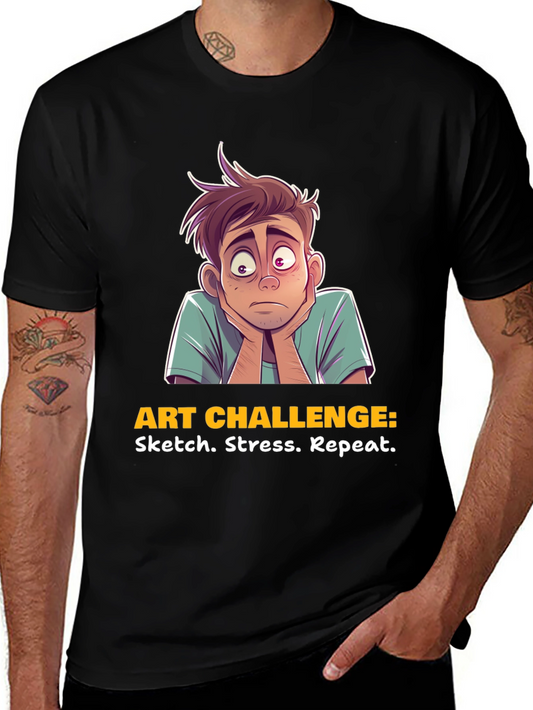 Art Challenge T-Shirt: Sketch Stress Repeat Graphic Tee